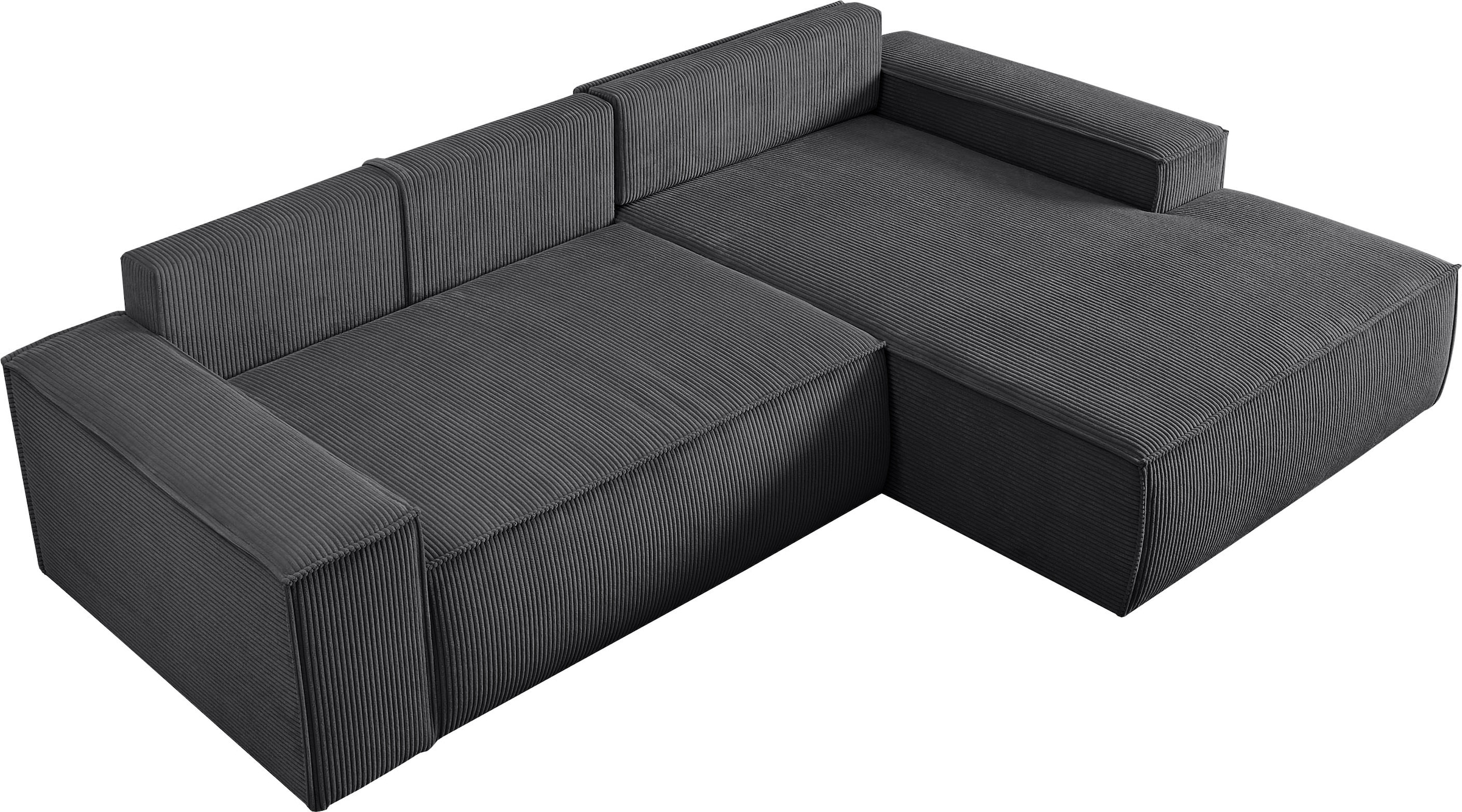 OTTO home Ecksofa »SHERWOOD L-Form, 267 cm - OTTO. Verlässliche Qualität.« Schlaffunktion mit Bettkasten (210x136 cm), Cord, Vintage, Samtvelours