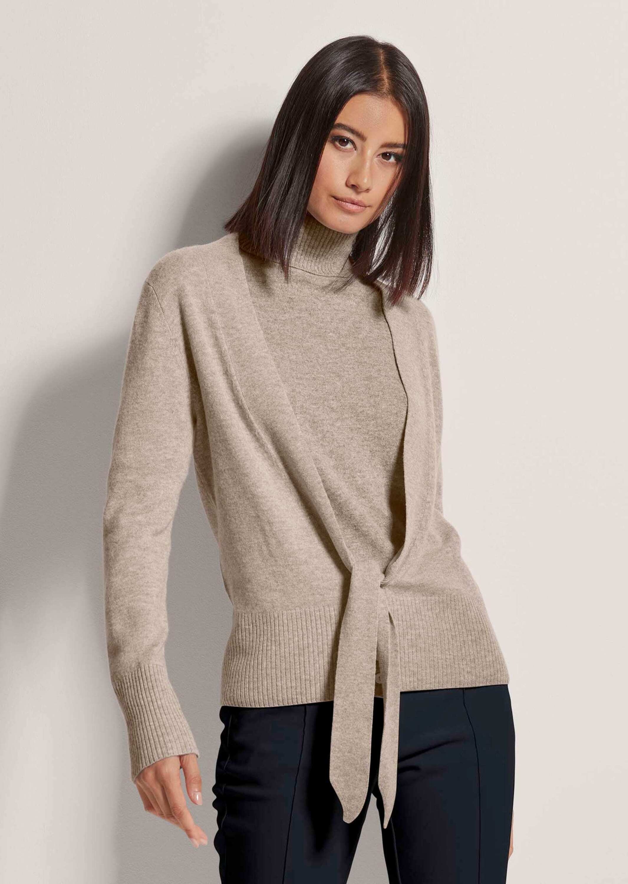MADELEINE Strickjacke »Strickjacke Kaschmir-Strickjacke mit tiefem V-Ausschnitt und Bindeband«