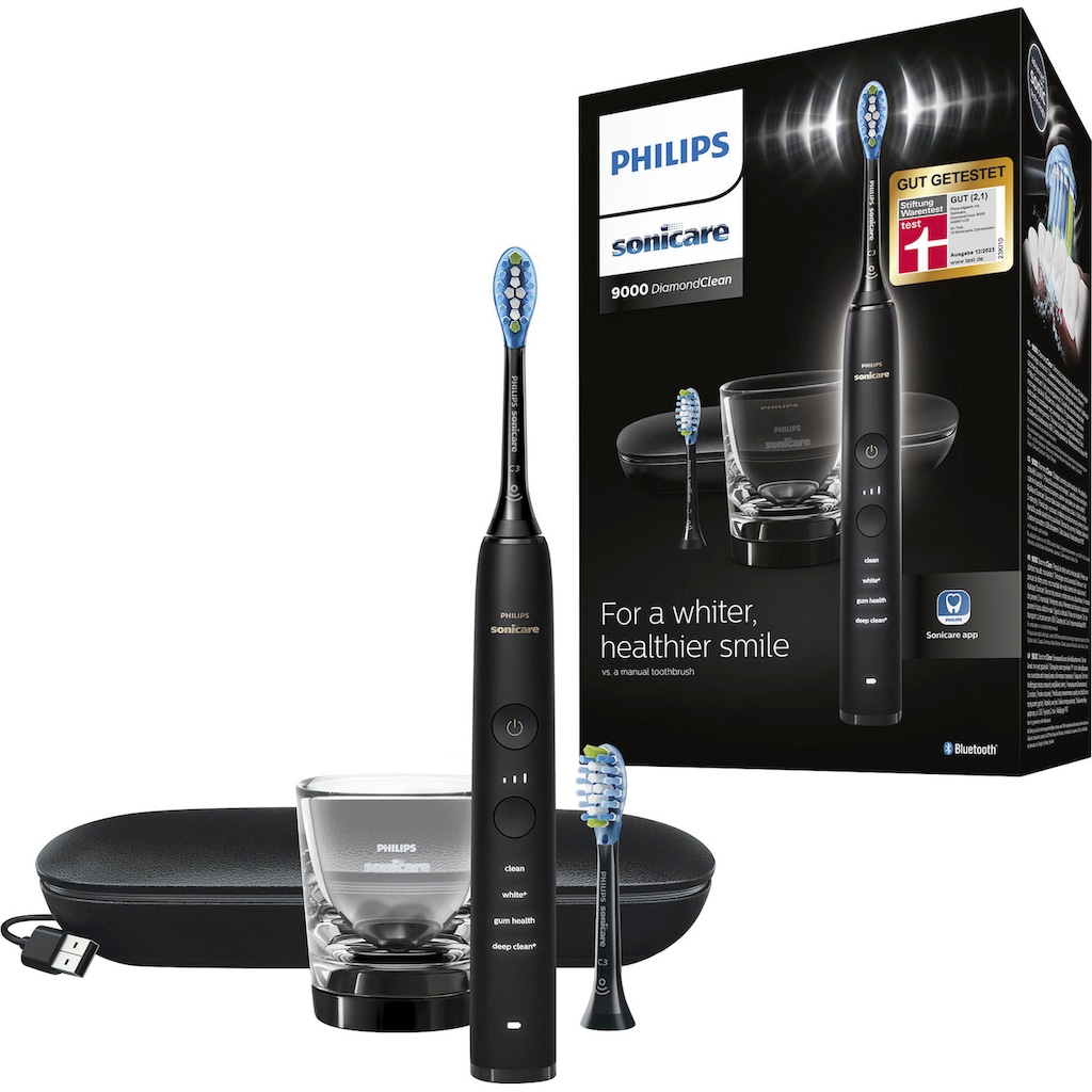 Philips Sonicare Elektrische Zahnbürste »DiamondClean 9000 HX9913/18«, 2 St. Aufsteckbürsten, mit integriertem Drücksensor, 4 Putzprogramme und 3 Intensitätsstufen