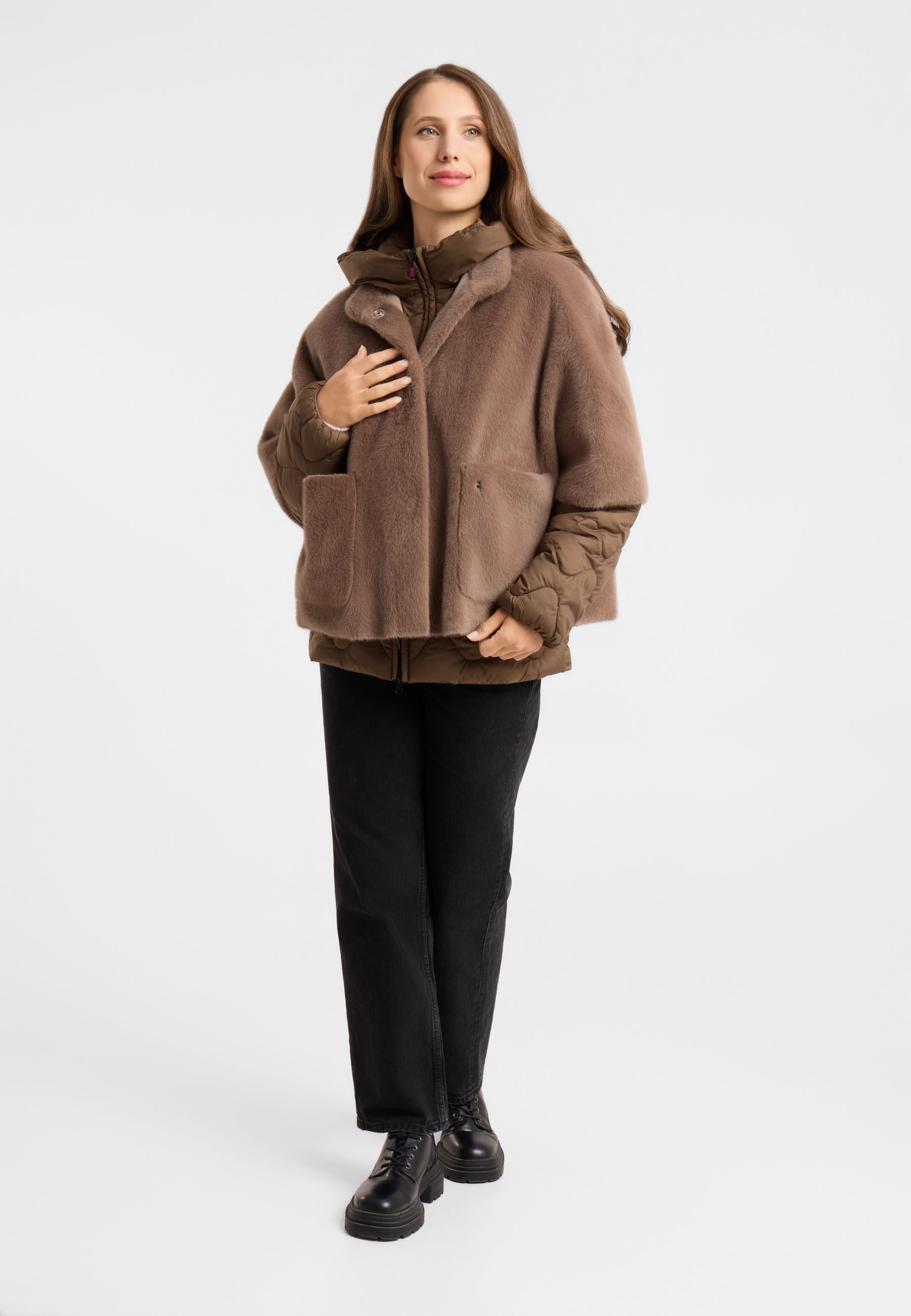 Frieda & Freddies Winterjacke »Frieda & Freddies 2-in-1 Steppjacke mit Fake-Fur-Cape«