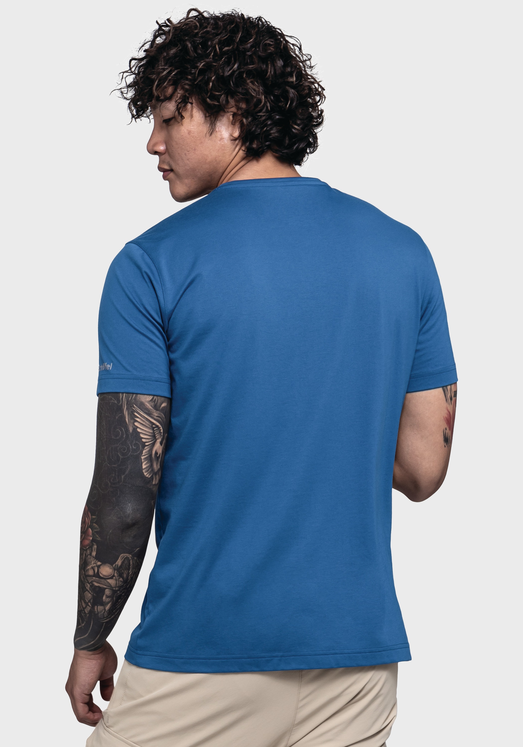 Funktionsshirt SCHÖFFEL "T Shirt Hohberg M", Herren, Gr. 58, blau (8405, blau), Oberstoff: 60% Baumwolle, 40% Polyester, Rundhals, Shirts Funktionsshirt 3