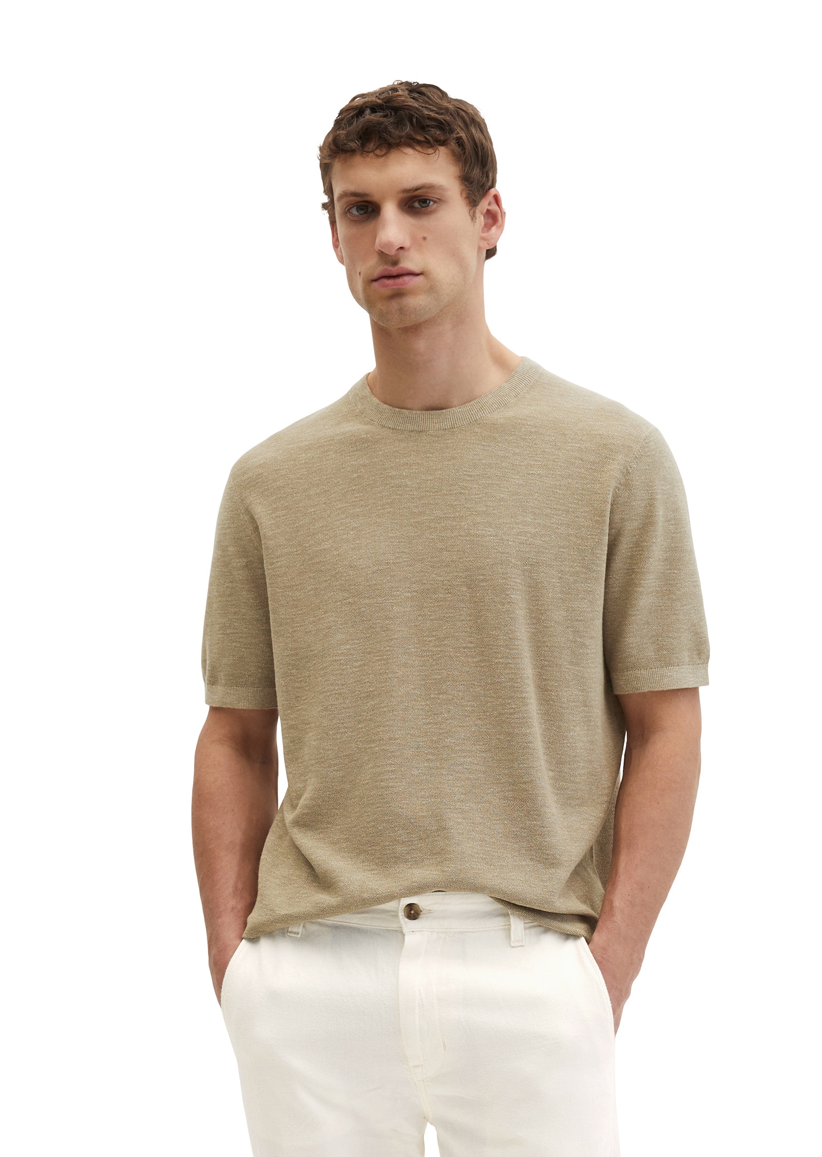 Marc OPolo Rundhalspullover "aus Bio-Baumwolle und Leinen" günstig online kaufen