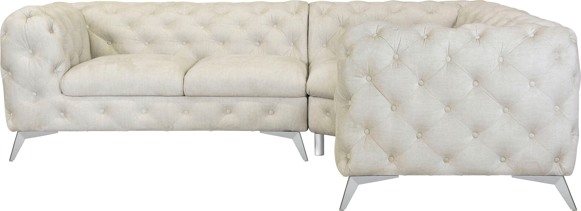 Leonique Chesterfield-Sofa "Ecksofa GLYNIS L-Form mit Wellenunterfederung, günstig online kaufen