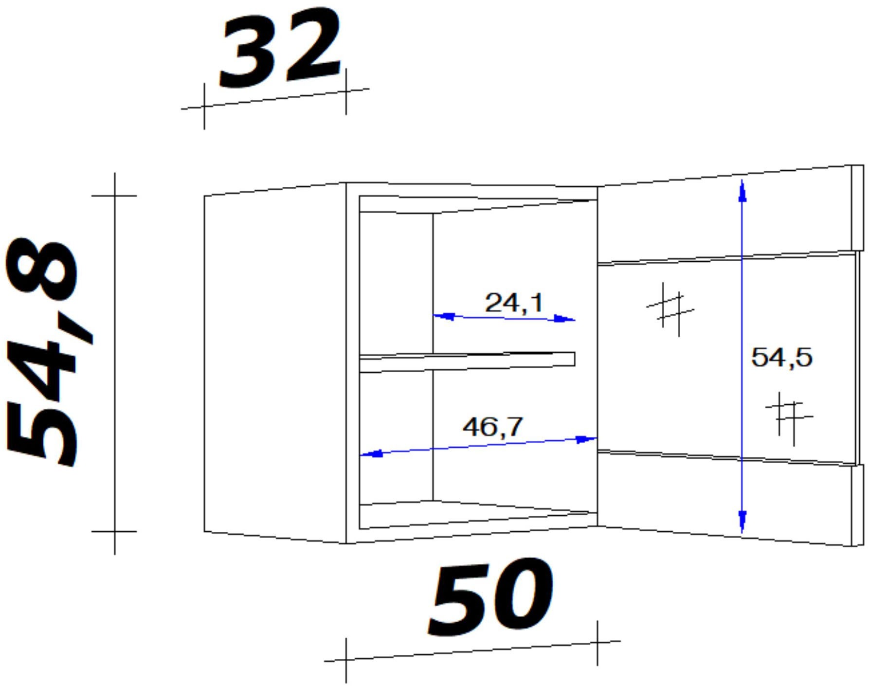 Flex-Well Glashängeschrank »Lund«, (B x H x T) 50 x 89 x 32 cm, mit viel Stauraum