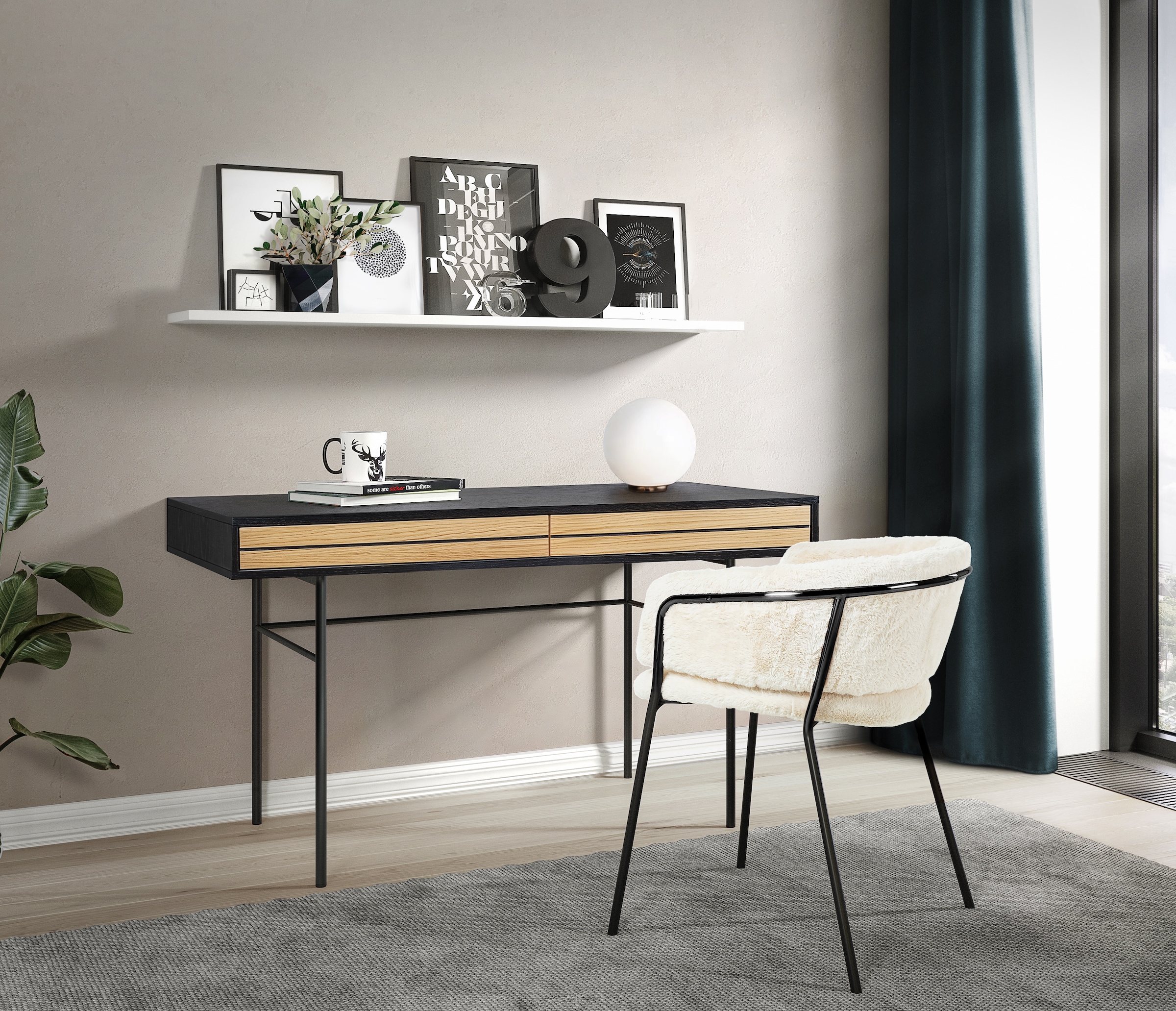 Schreibtisch »Stripe«, Kombination von Metall & Holz, Breite 130 cm