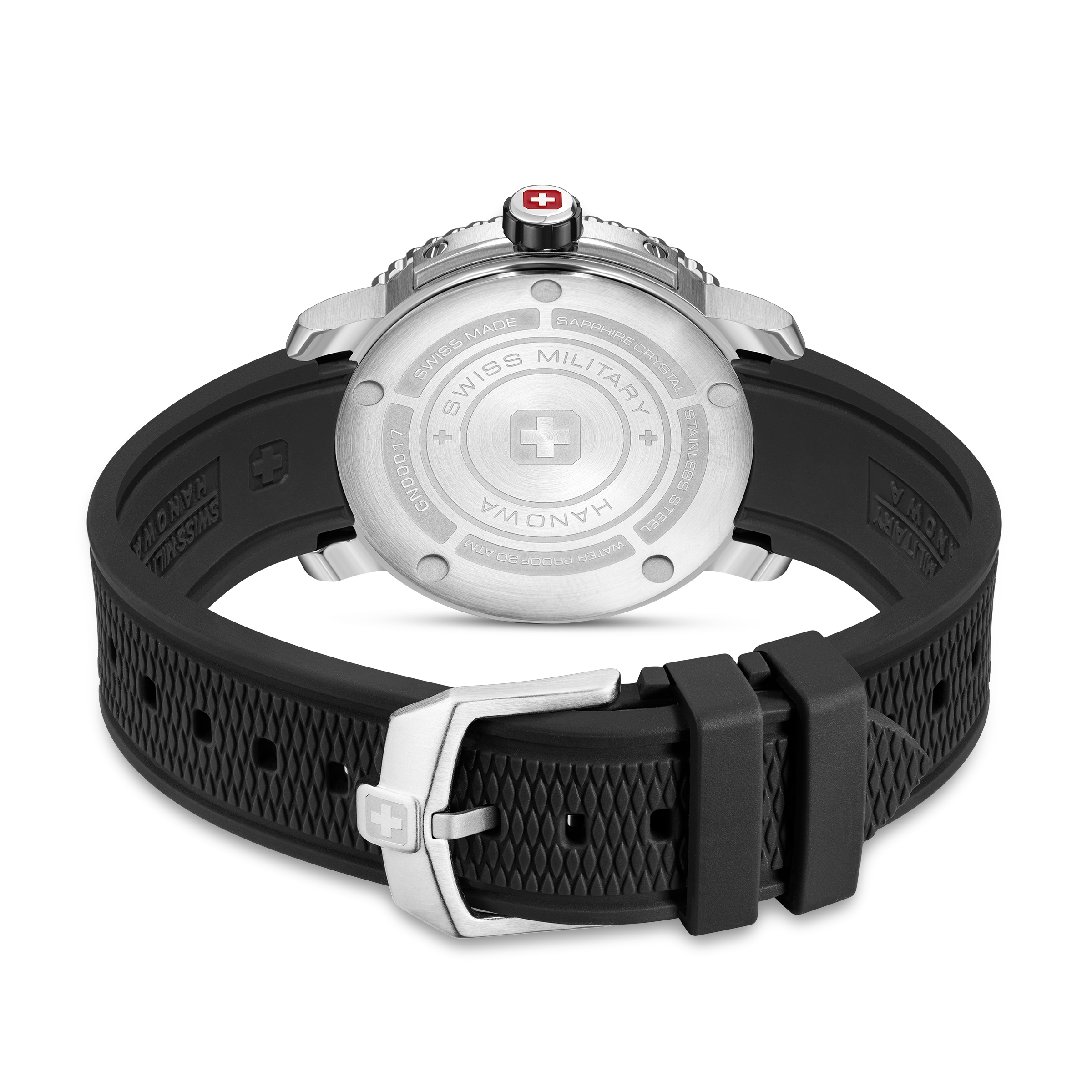 Swiss Military Hanowa Quarzuhr »Black Marlin« Armbanduhr, Herrenuhr, Swiss Made, Silikonarmband, analog, Tag