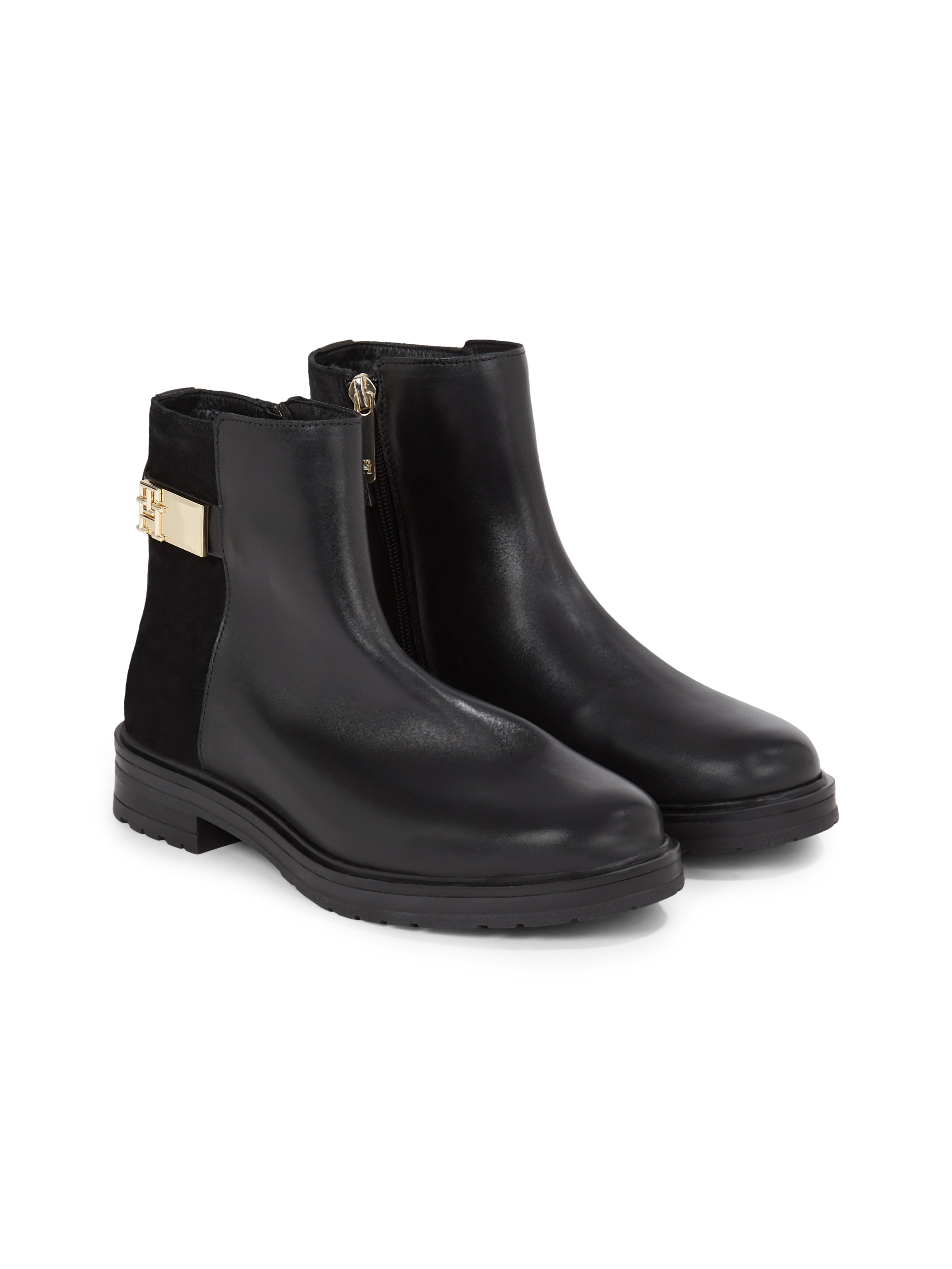 Tommy Hilfiger Stiefelette »TH LOGO LEATHER MIX CHELSEA«, Blockabsatz, Businesschuh, Boots mit TH-Schmuckelement