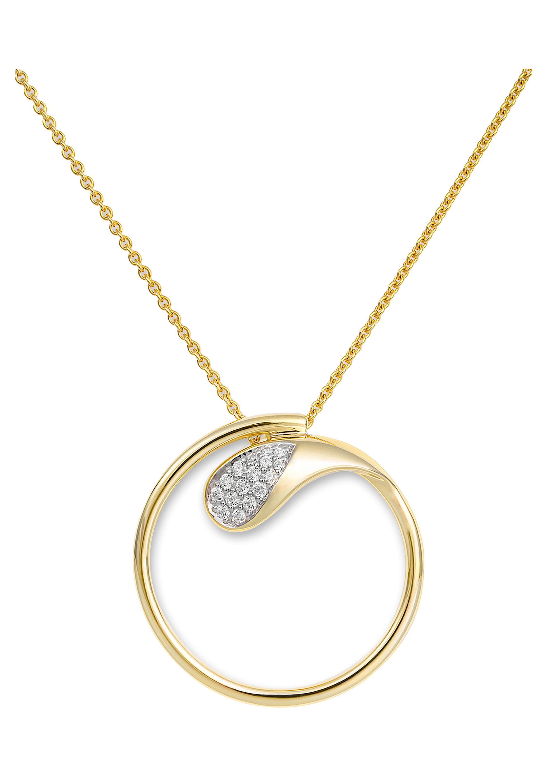 JOBO Kettenanhänger »Anhänger rund 25 mm« ()  14 Karat 585 Gold mit 16 Diamanten