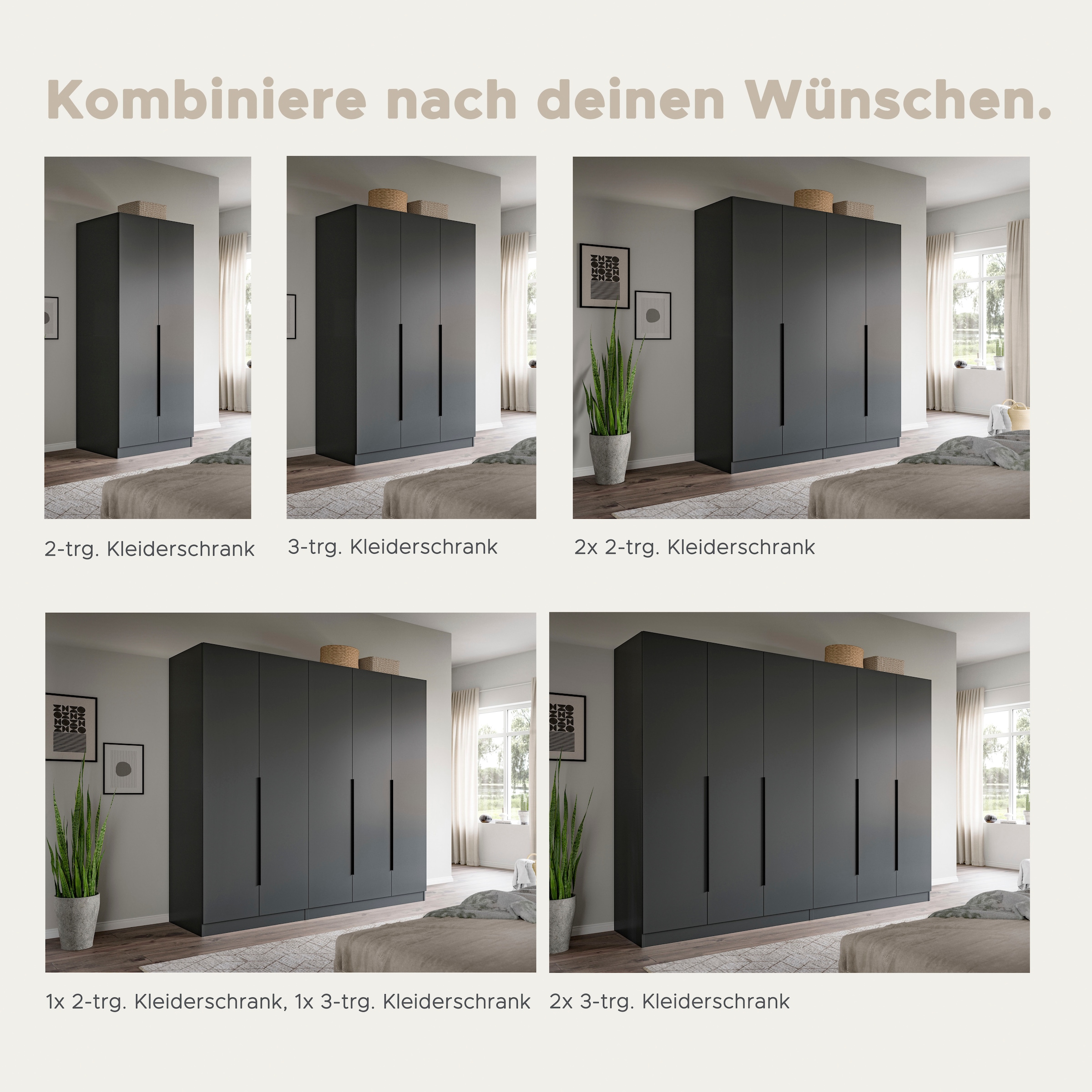 Home affaire Schrank-Set »Skarde moderner Kleiderschrank Schlafzimmerschrank Otto´s Choice« Set, wähle deine beste Schrank Kombination, 1 Stk. tlg. Skarde Kleiderschrank 200 cm, 2 Kleiderstangen und 5 Böden