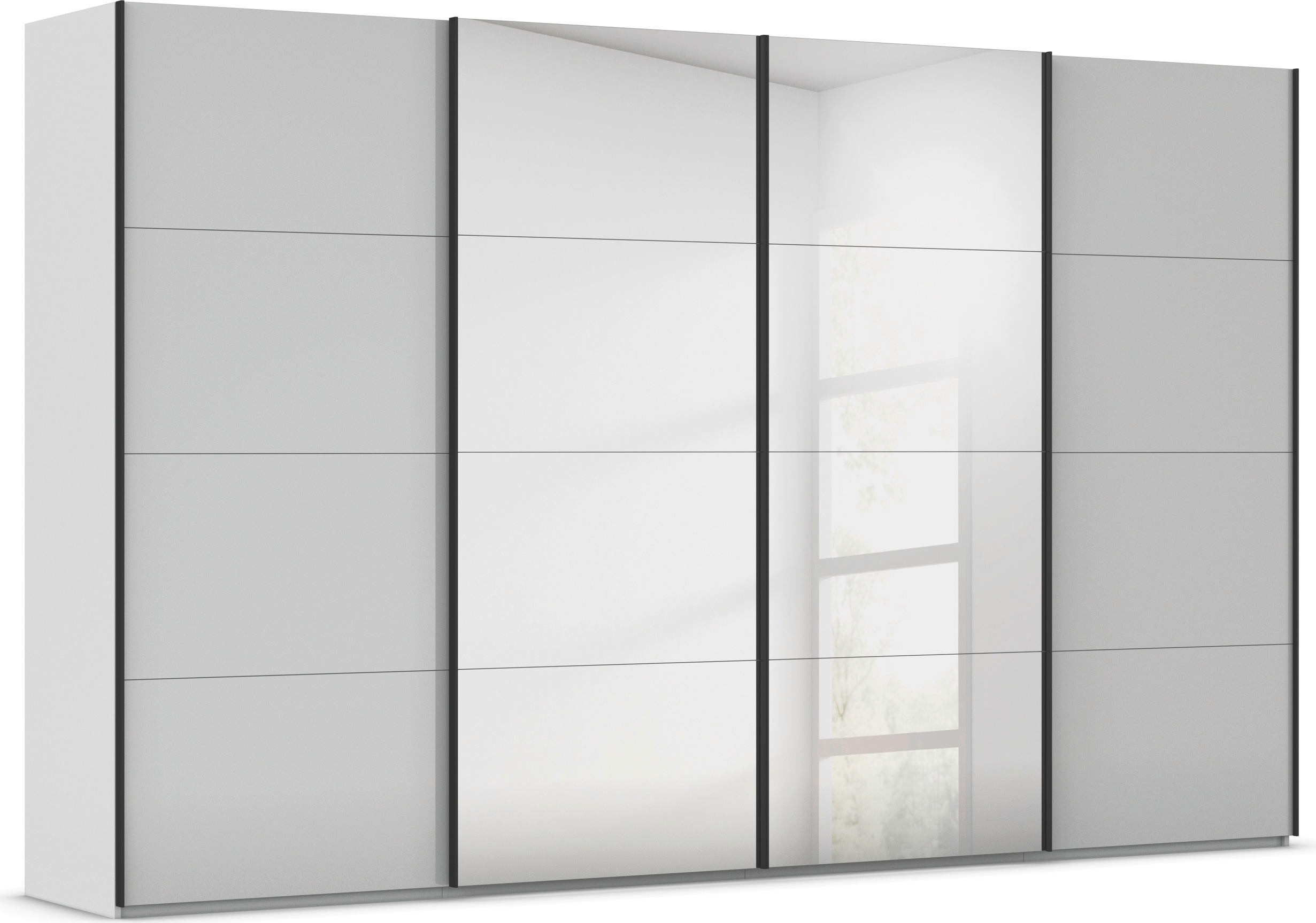 rauch "Kleiderschrank Schrank Garderobe Schlafzimmerschrank SCALE-FYRA" edle viergeteilte Türen Spiegel/Glas-Mix viele Farben MADE IN GERMANY
