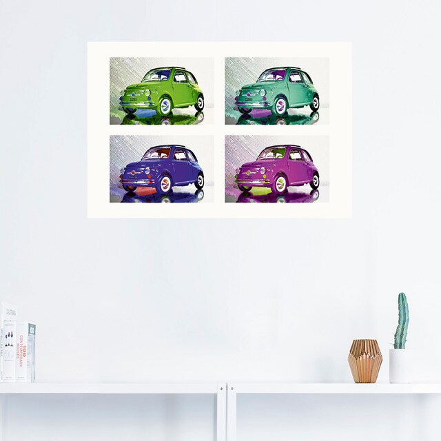 Black Friday Artland Wandbild »POP ART: Der kleine italienische Freund«,  Auto, (1 St.), als Alubild, Leinwandbild, Wandaufkleber oder Poster in  versch. Größen | BAUR