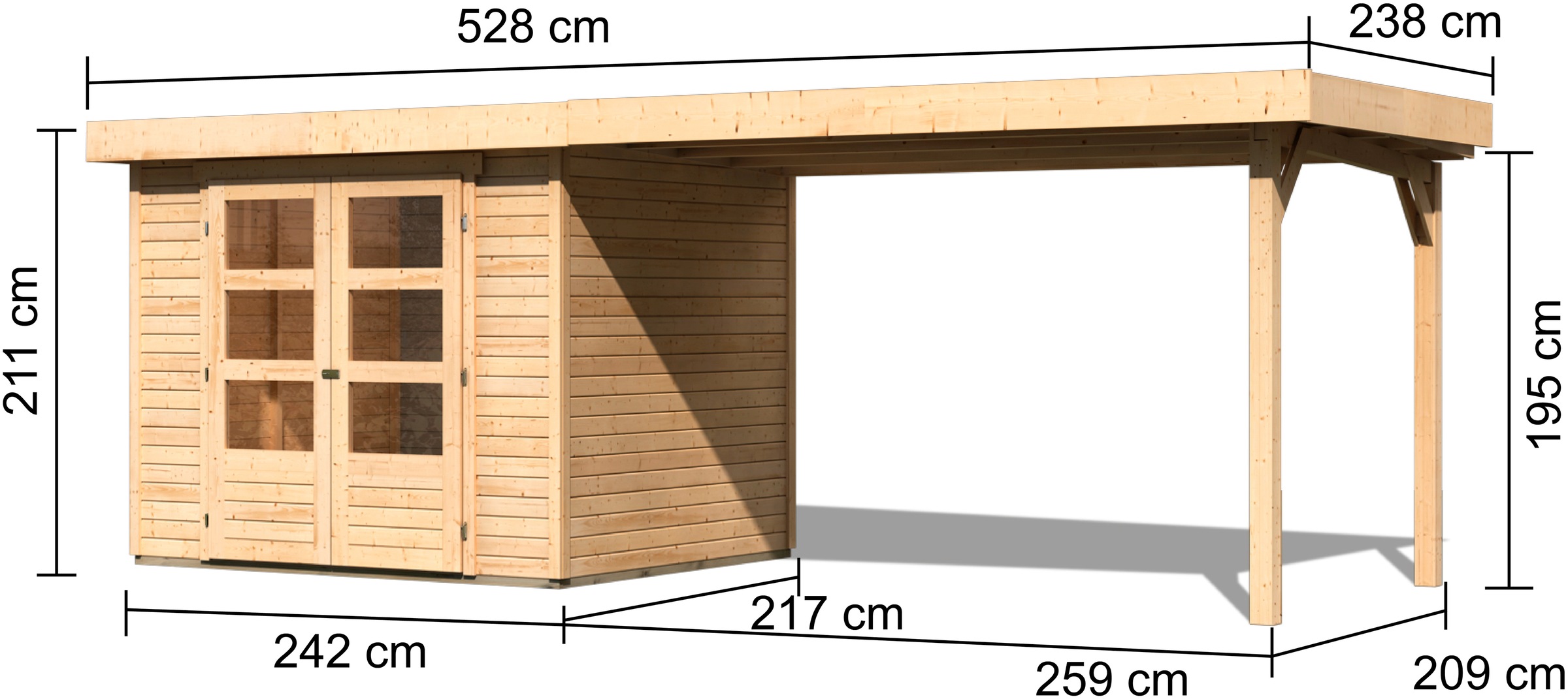 Karibu Gartenhaus »Askola 3«, mit Anbaudach