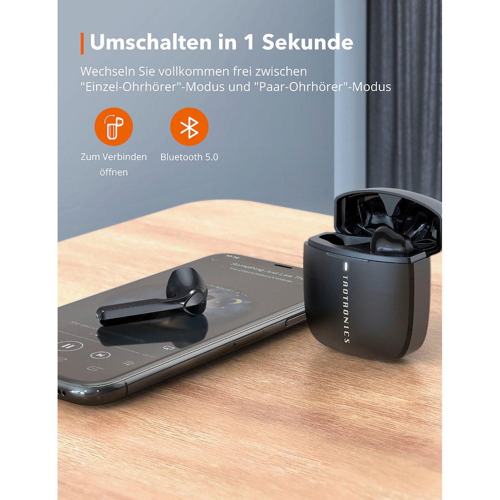 TaoTronics Kopfhörer »TT-BH092«, Bluetooth, Freisprechfunktion-integrierte Steuerung für Anrufe und Musik-Sprachsteuerung