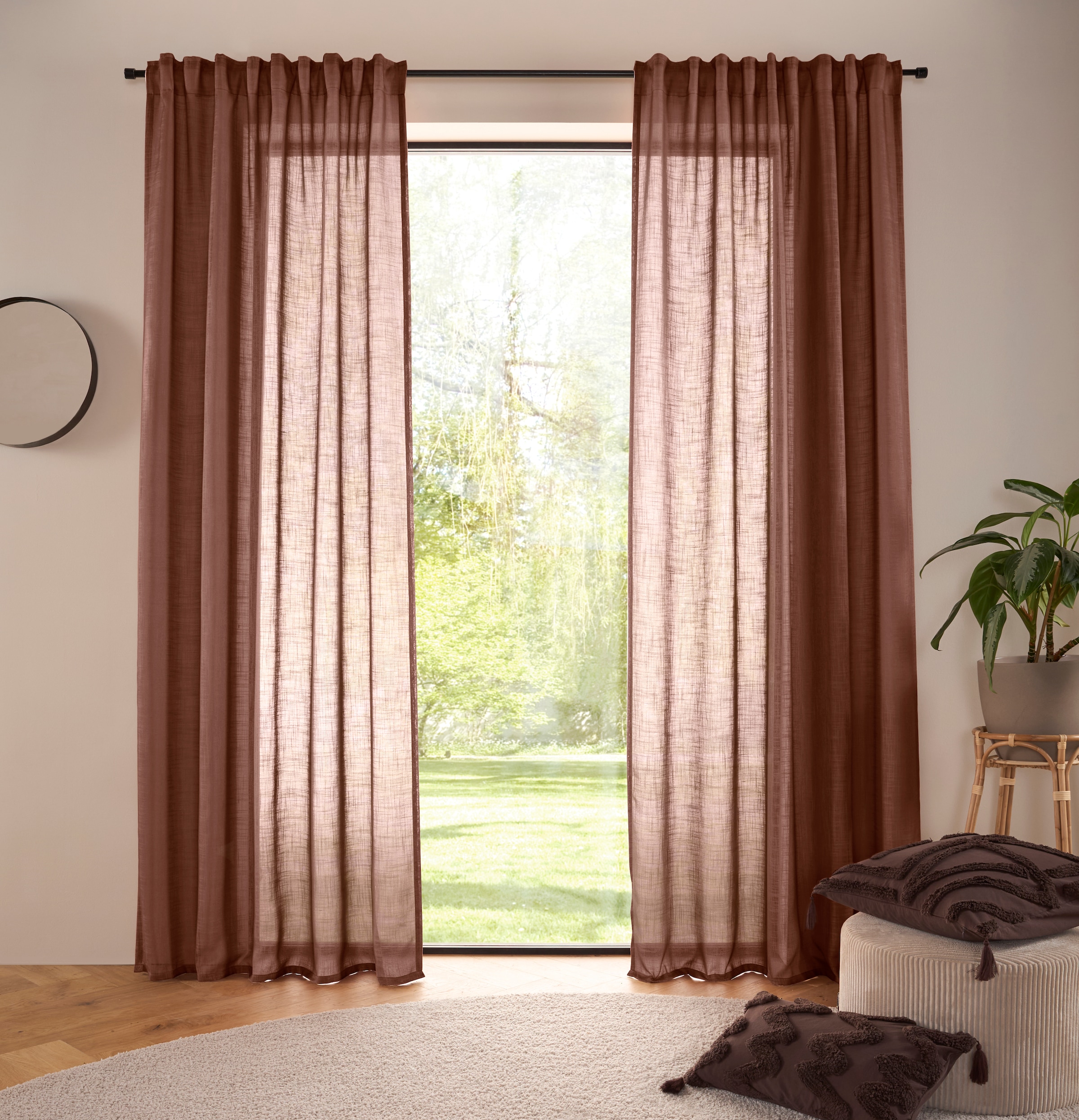 LeGer Home by Lena Gercke Gardine "Marusha" Multifunktionsband 2 Stk. tlg. 1 Schal, Leinenoptik, grob gewebt, verschiedene Größen