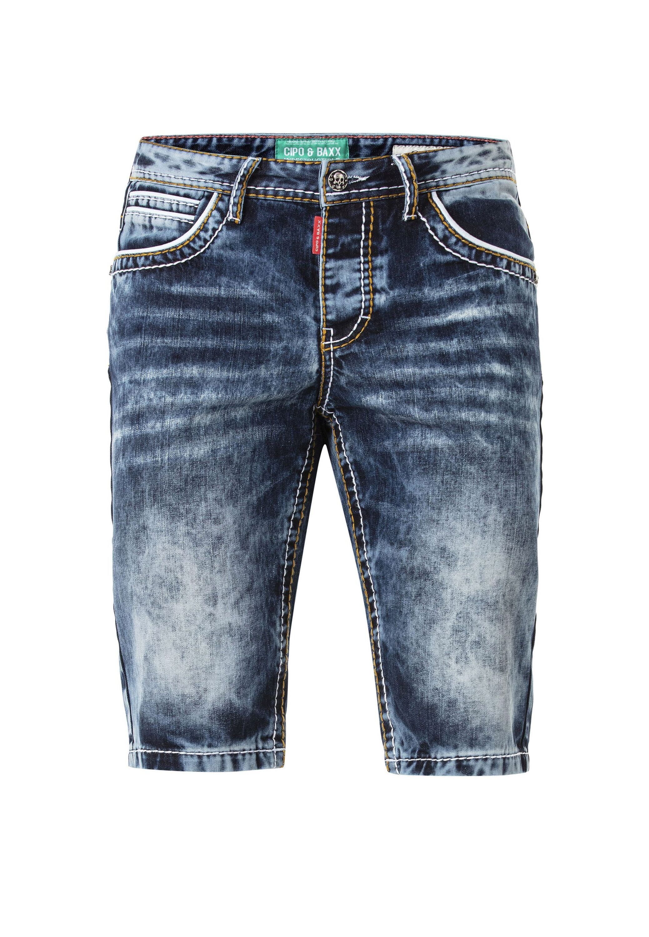 Cipo & Baxx Jeansbermudas »Bermuda & Short«, mit stylishen Kontrastnähten, CK268