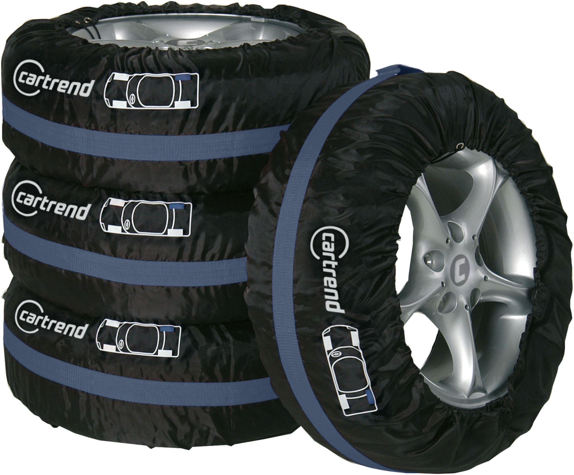 Reifentasche CARTREND, schwarz (schwarz, blau), B:6cm H:38cm, Polyester, Taschen