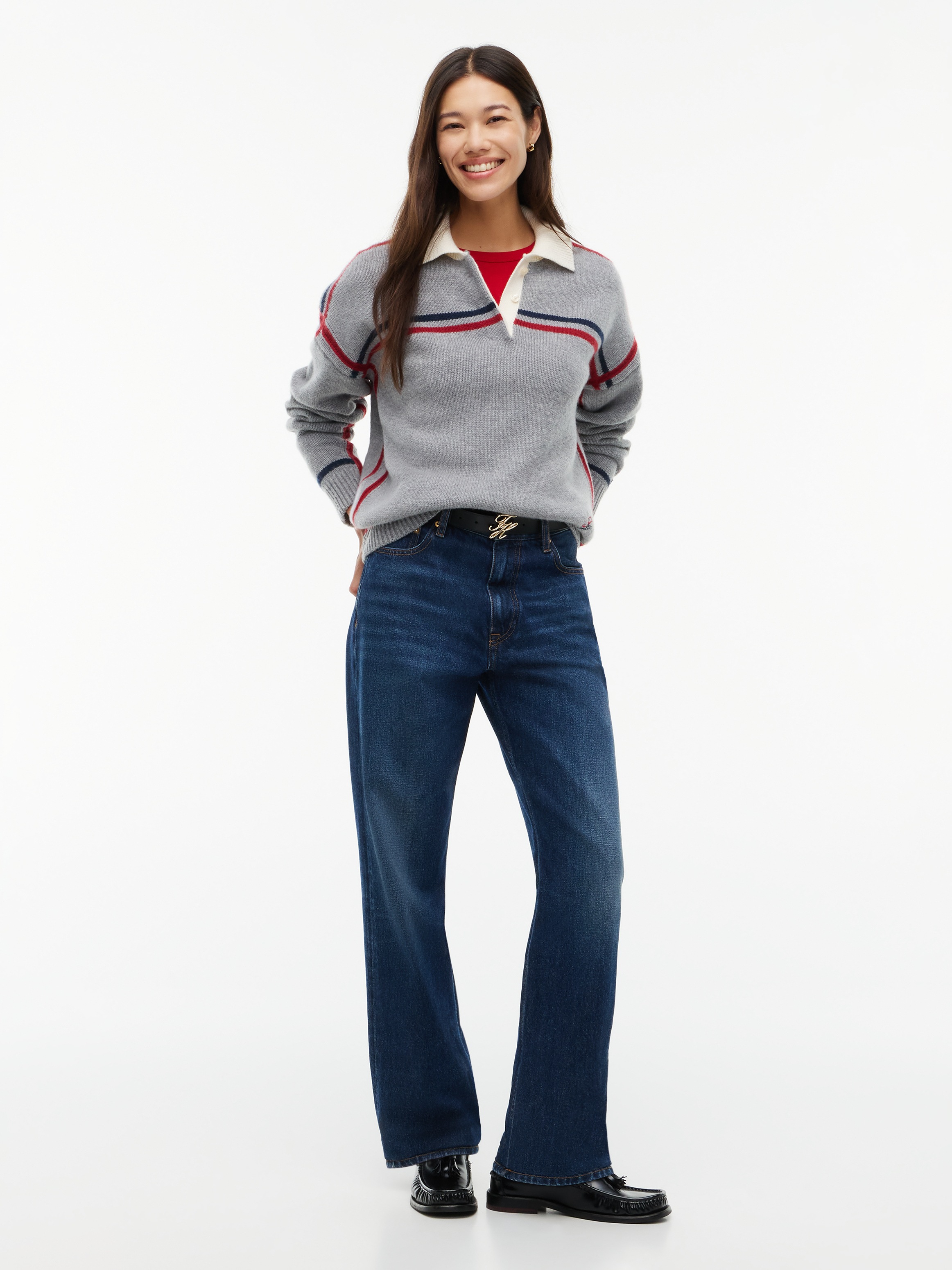 Tommy Hilfiger Strickpullover »RWB POLO BOXY FIT SWT« aus reiner Wolle