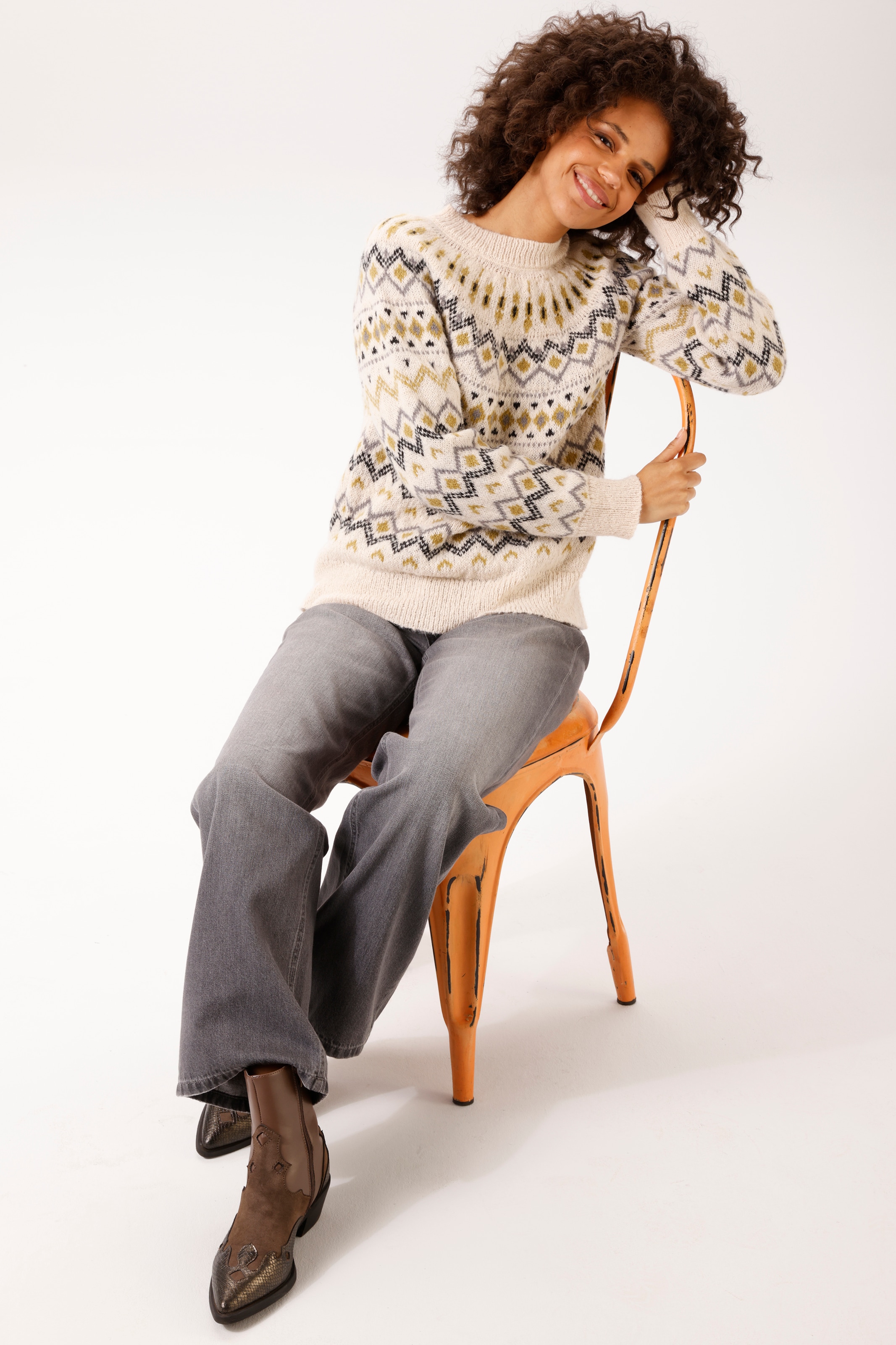 Aniston CASUAL Strickpullover mit trendigem Norweger-Muster - NEUE KOLLEKTION