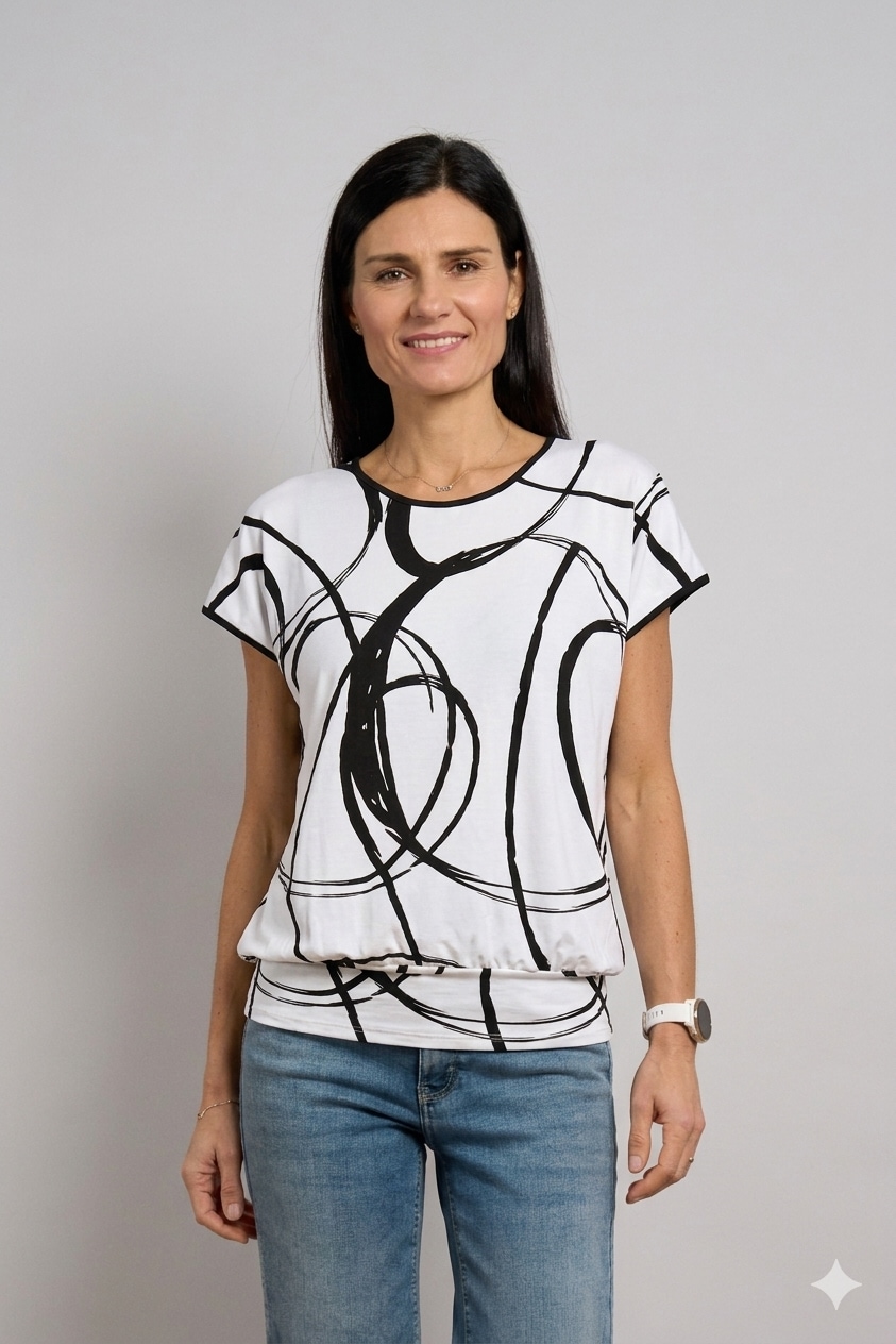 Seidel Moden Kurzarmshirt mit grafischem Muster - Rundhals - MADE IN GERMANY
