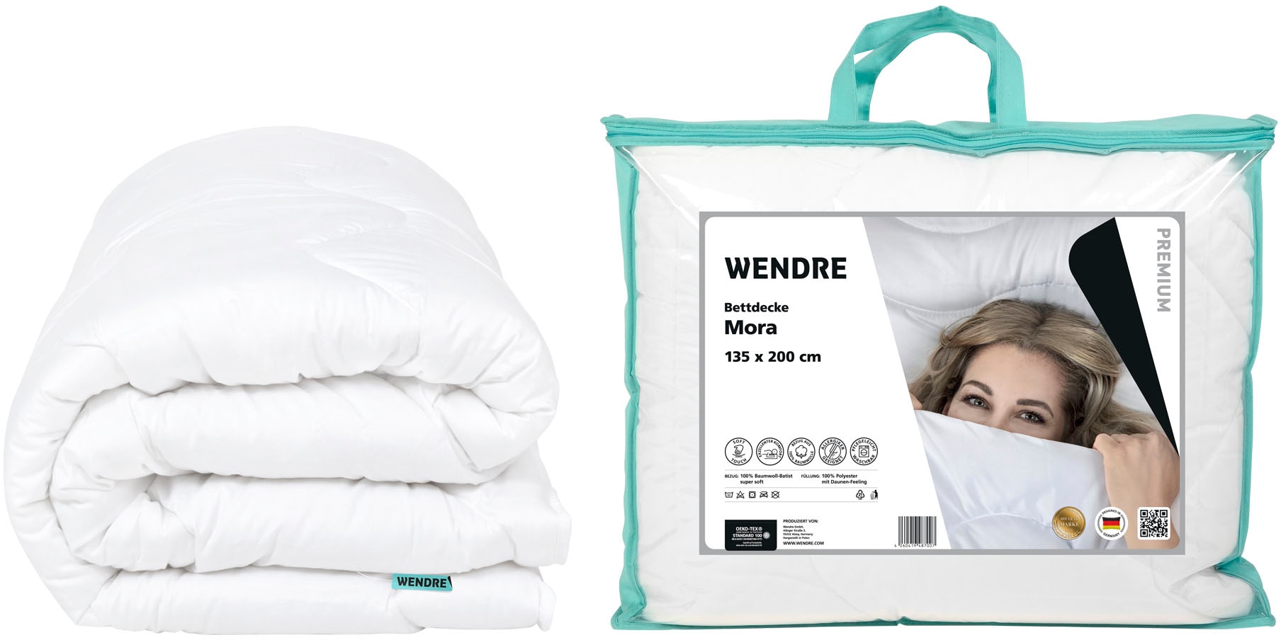Wendre Baumwollbettdecke »Mora«, normal, Bezug BAUR das 135x200 ganze cm (1 Jahr hautfreundliche Luxus-Bettdecke in Baumwolle, für St.), 
