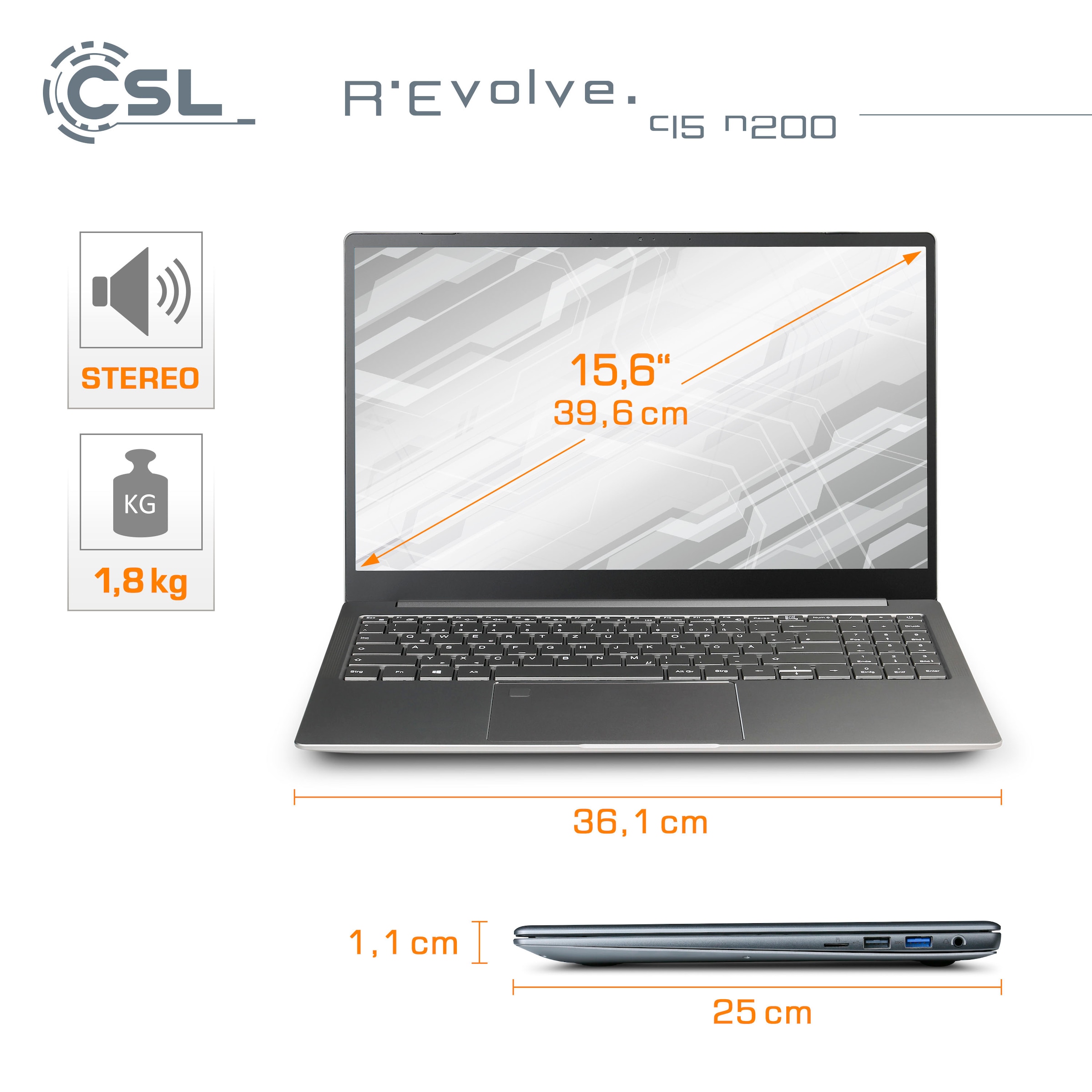 CSL Notebook »R'Evolve C15 v3«, 39,6 cm, / 15,6 Zoll, Intel, N-Reihe, UHD Graphics, 2000 GB SSD