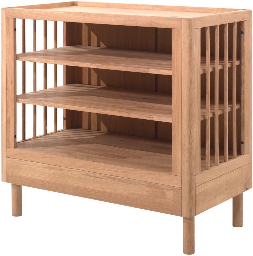 Home affaire Wickelkommode »Wickelregal aus massvier Eiche natur geölt, zeitloses Design«, bis 11 kg, mit 3 geräumigen Fächern, stabil und standfest gebaut, 100 cm