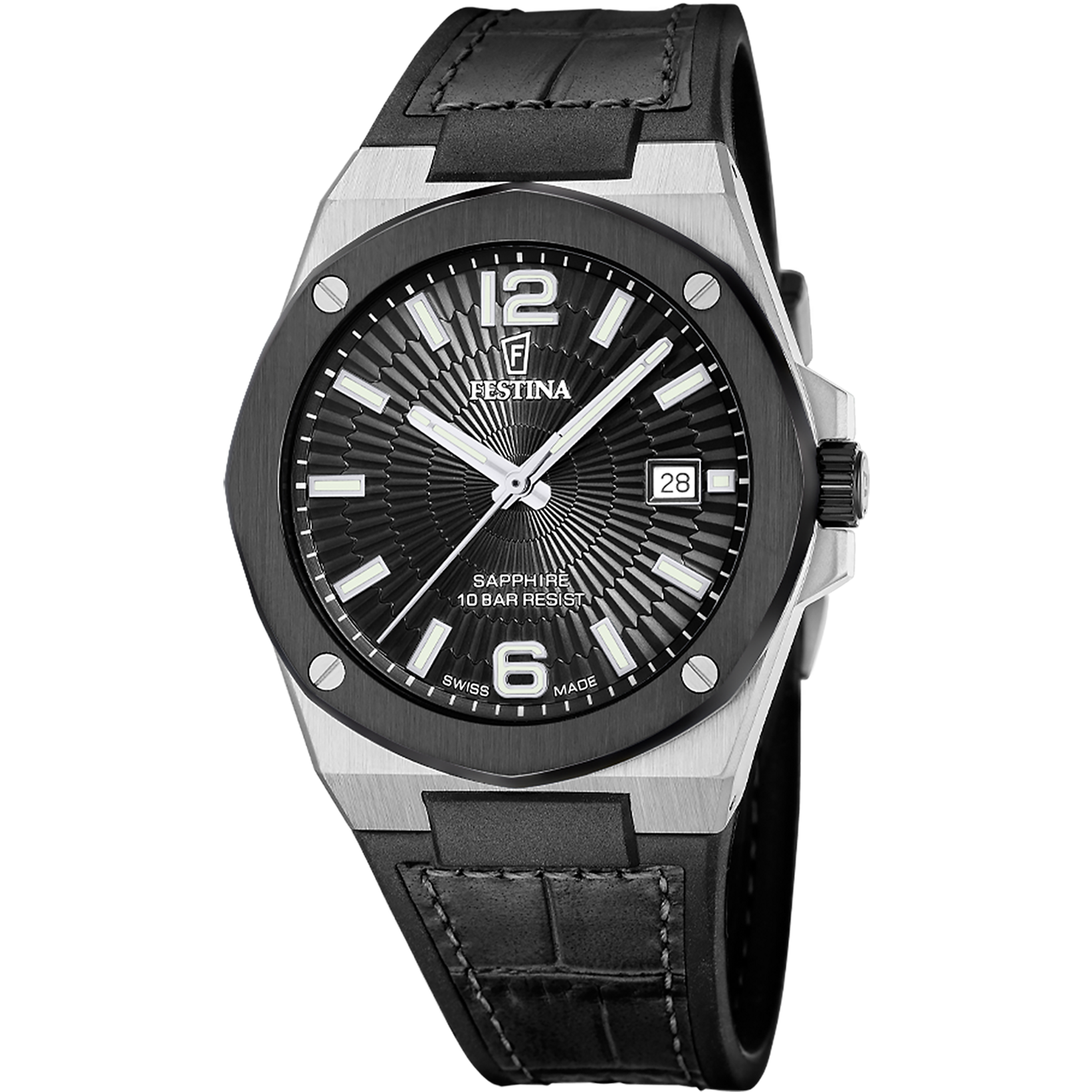 Festina Quarzuhr »Vallee« Armbanduhr, Herrenuhr, Swiss Made, Lederarmband, analog, Tag