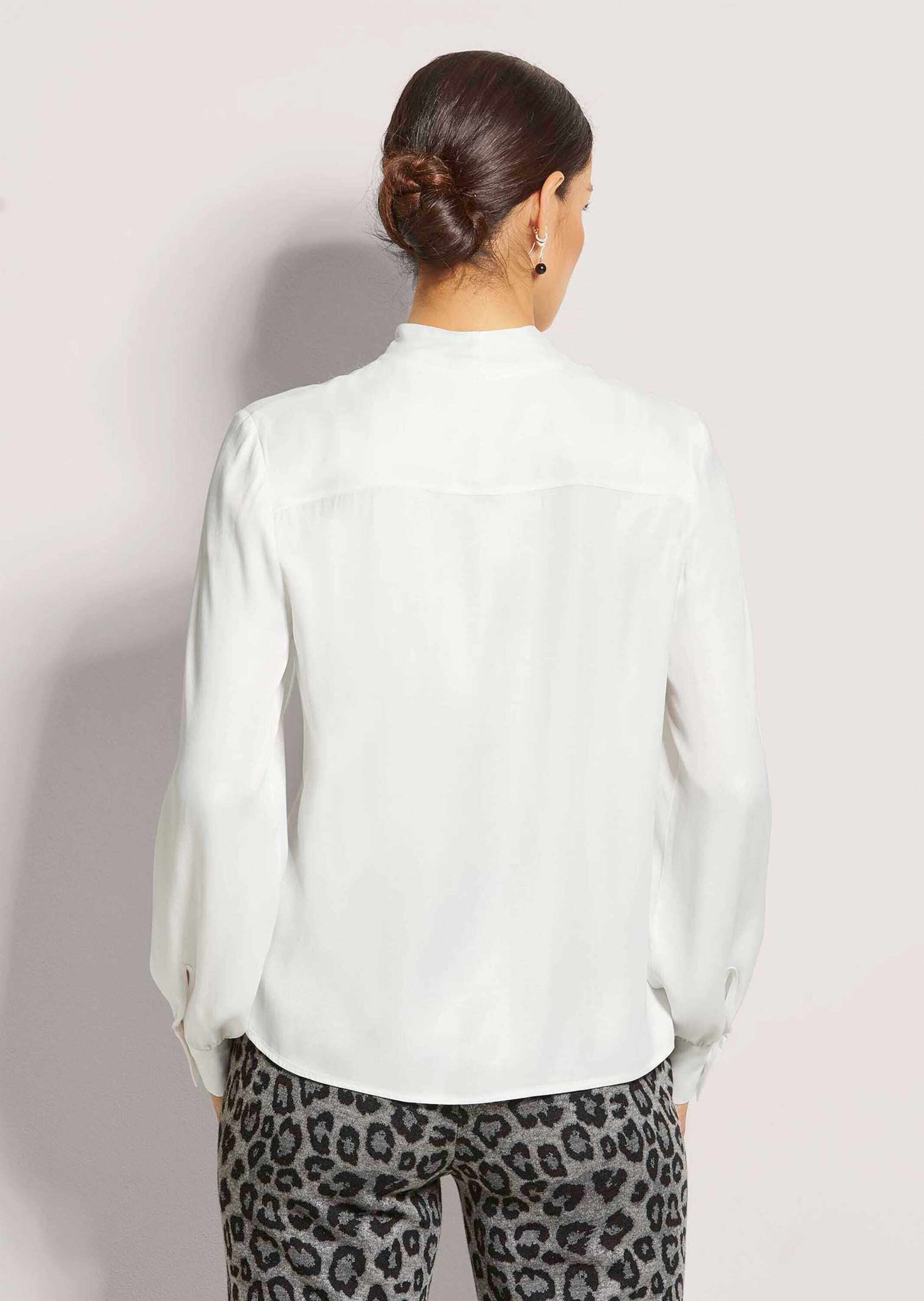 Langarmbluse MADELEINE "Bluse Satinbluse mit Schluppe", Damen, Gr. 42, weiß, Obermaterial: 100% Viskose CV., Modern, normal, Blusen 3