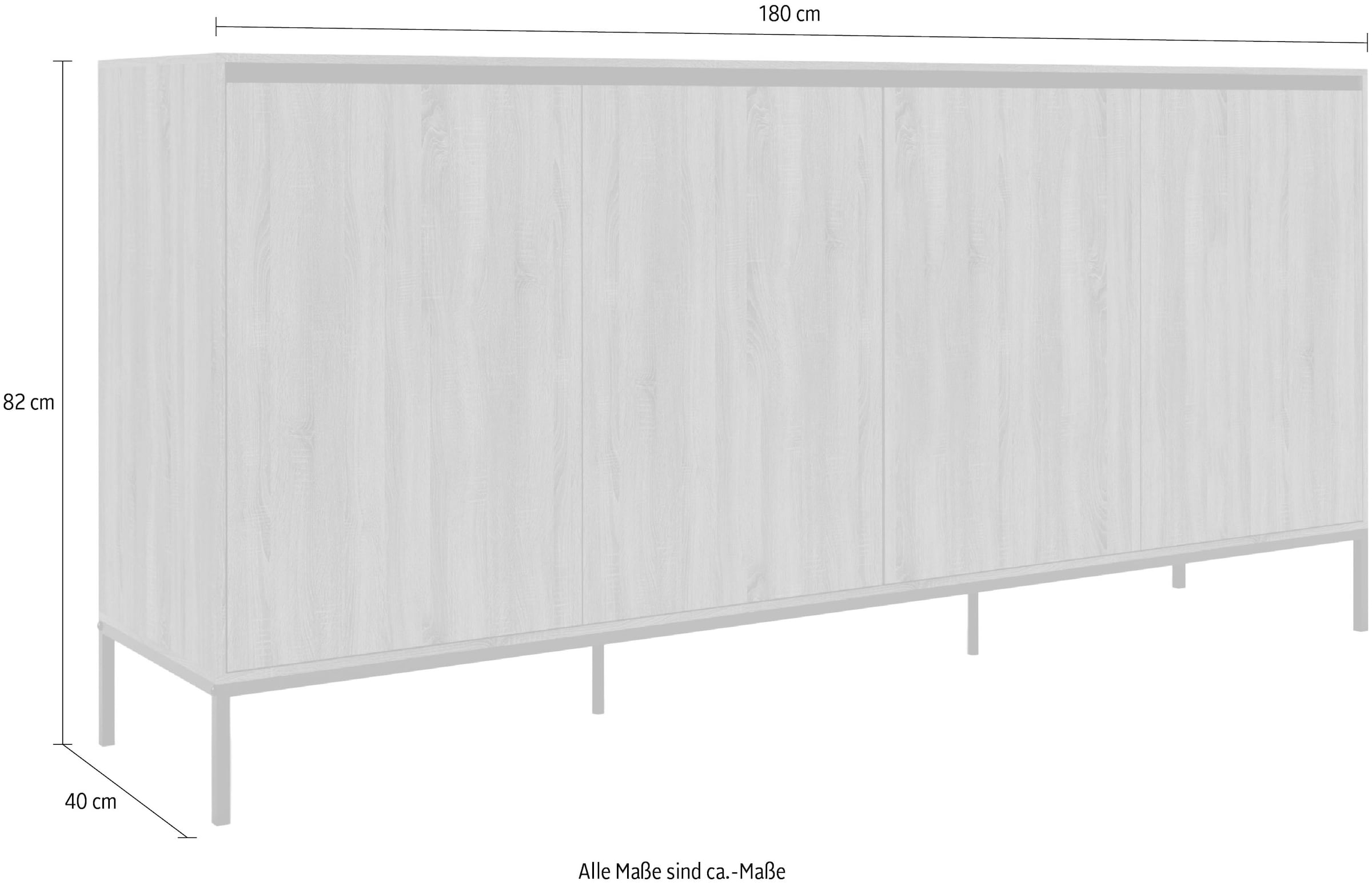 INOSIGN Sideboard »Bari«, Kommode mit 4 Türen und 2 feste Einlegeböden, Breite 175 cm