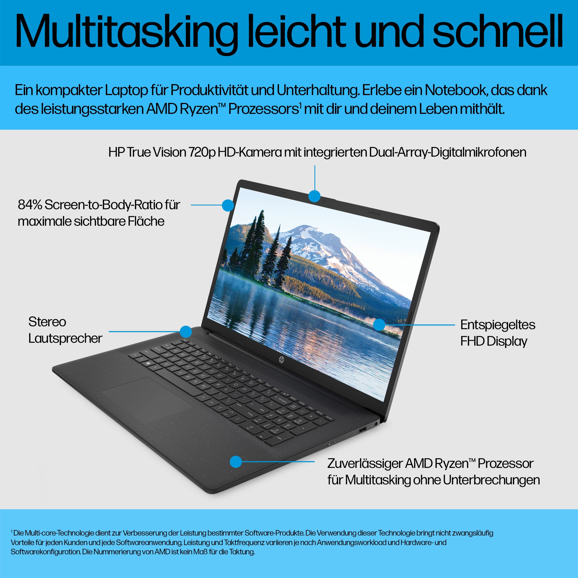 HP Notebook »17-cp AMD«, 43,9 cm, / 17,3 Zoll, AMD, Ryzen 7, Radeon Graphics, 1000 GB SSD