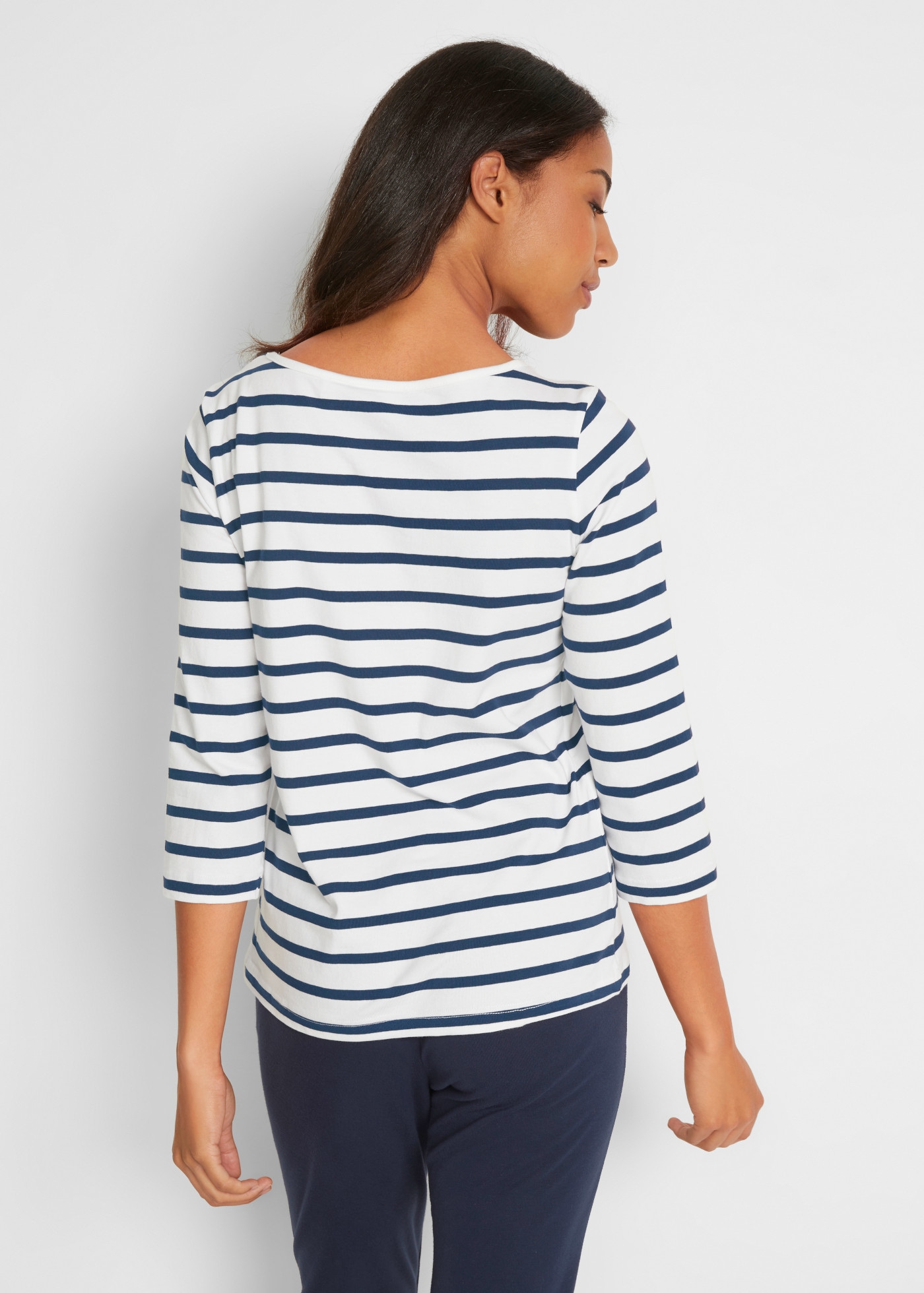 bonprix Langarmshirt mit 3/4-Ärmeln, aus Baumwoll-Stretch, Loose Fit, im Casual-Stil