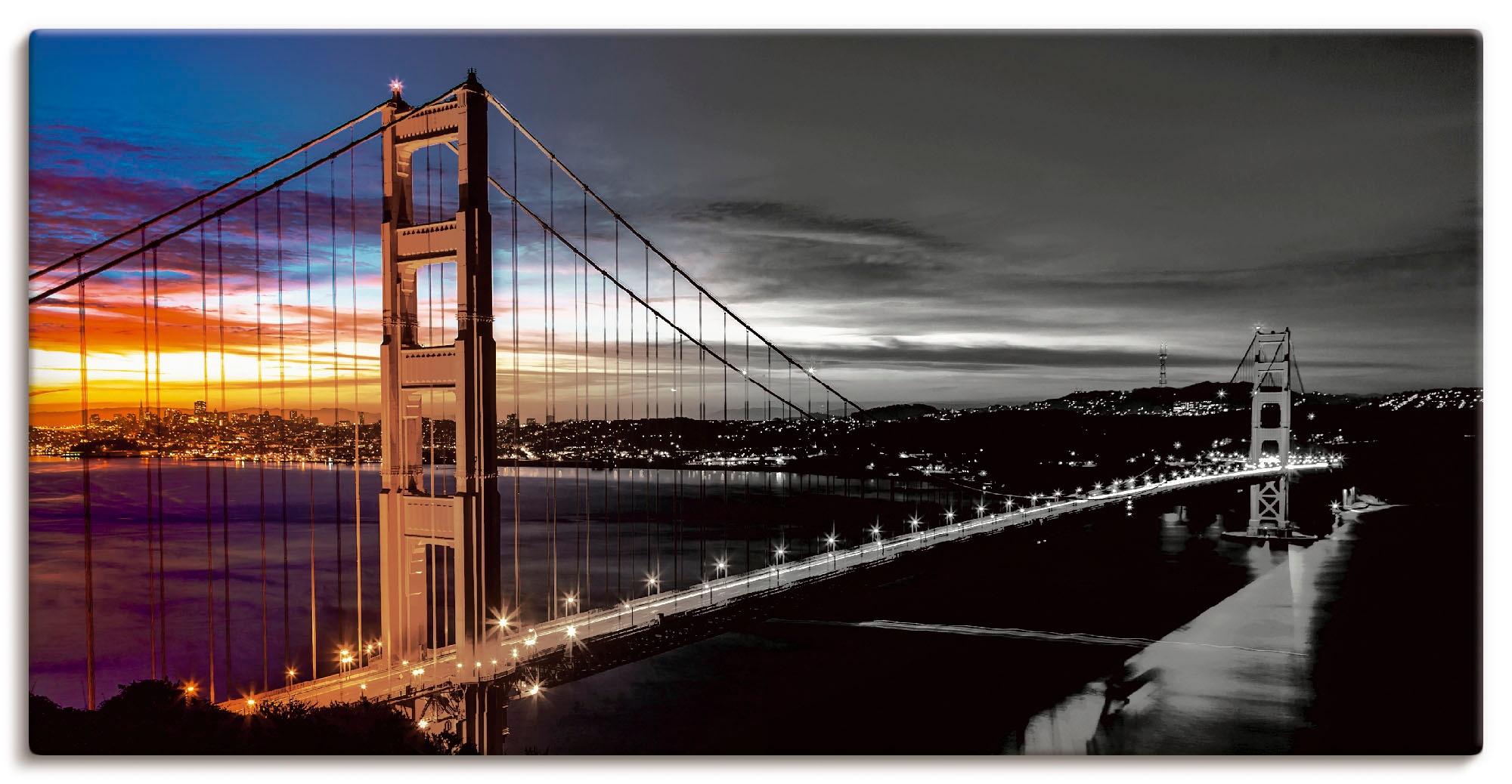 Artland Leinwandbild "The Golden Gate Bridge", Brücken, (1 St.), auf Keilrahmen gespannt