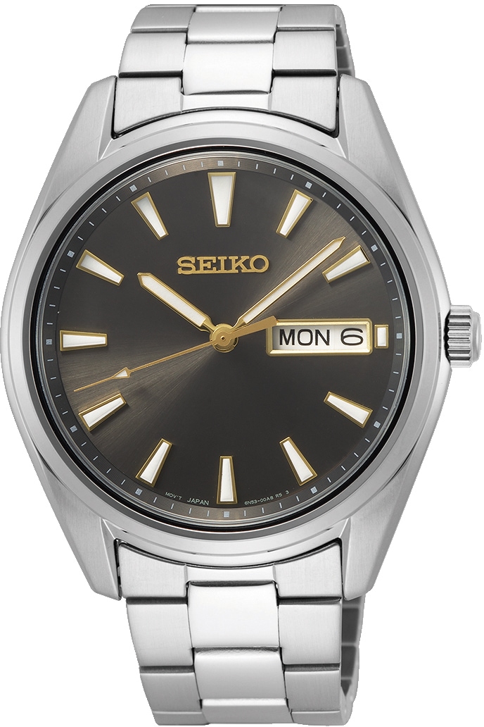 Quarzuhr »Seiko HAU Wochentag, SUR343P1«, Armbanduhr, Herrenuhr, Datum, Saphirglas