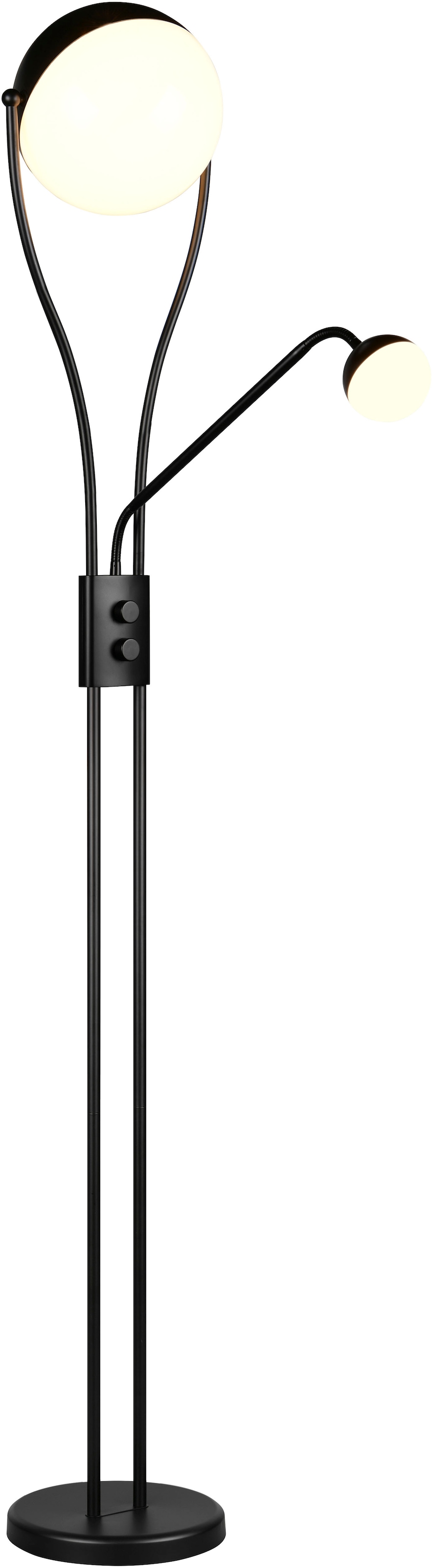 TRIO Leuchten LED Stehlampe »CHRIS, LED Stehleuchte Höhe 180cm, mit Lesearm, Drehdimmer«, 2 flammig, Leuchtmittel LED-Board-LED-Board | LED fest integriert-LED fest integriert, flexibles Leselicht getrennt schalten + dimmen, warmweißes Licht 3000K