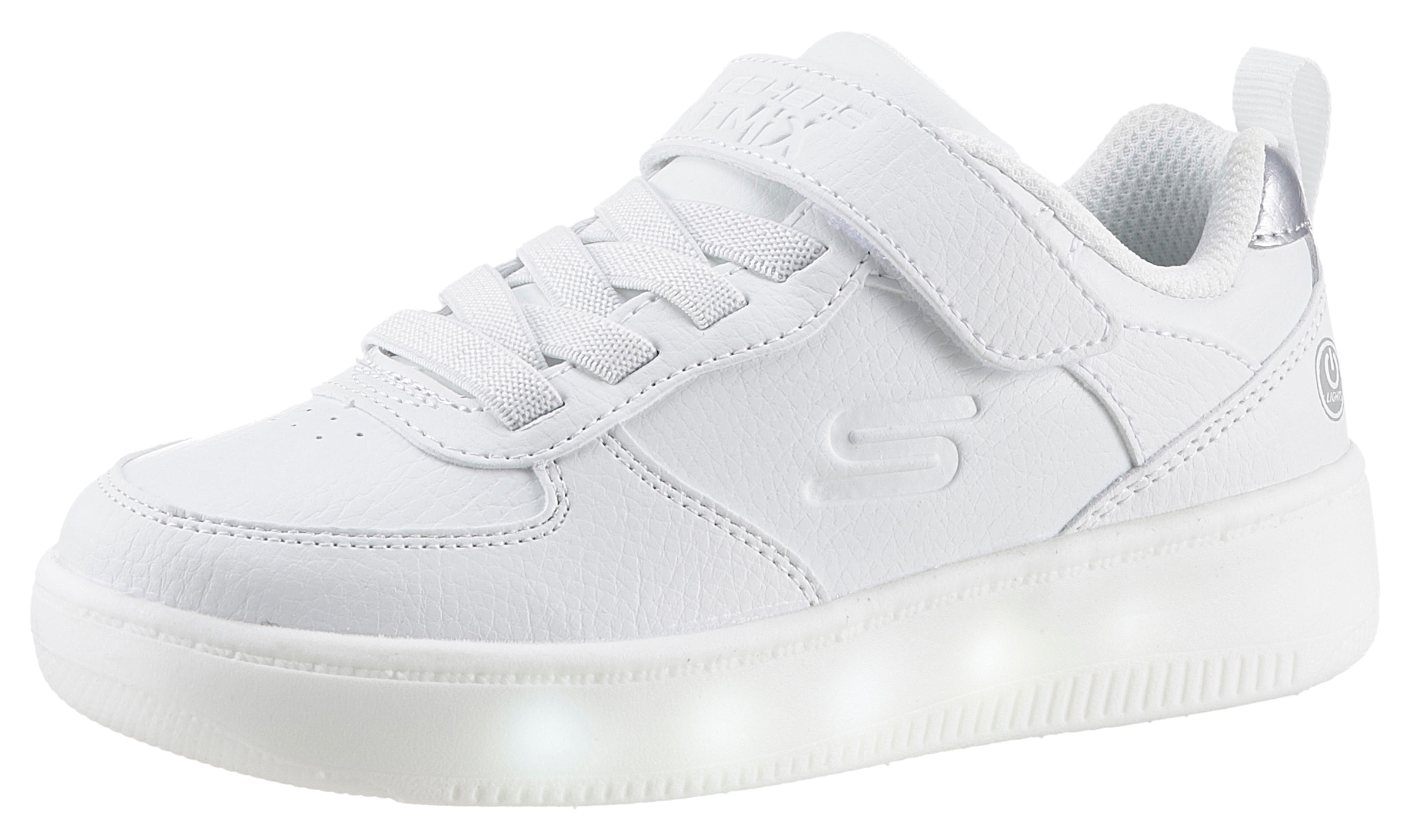 Skechers Kids Sneaker »Blinkschuh SPORT COURT 92- SHOW MADDOX«, mit dezenter Blinkfunktion, Freizeitschuh, Halbschuh, Schnürschuh