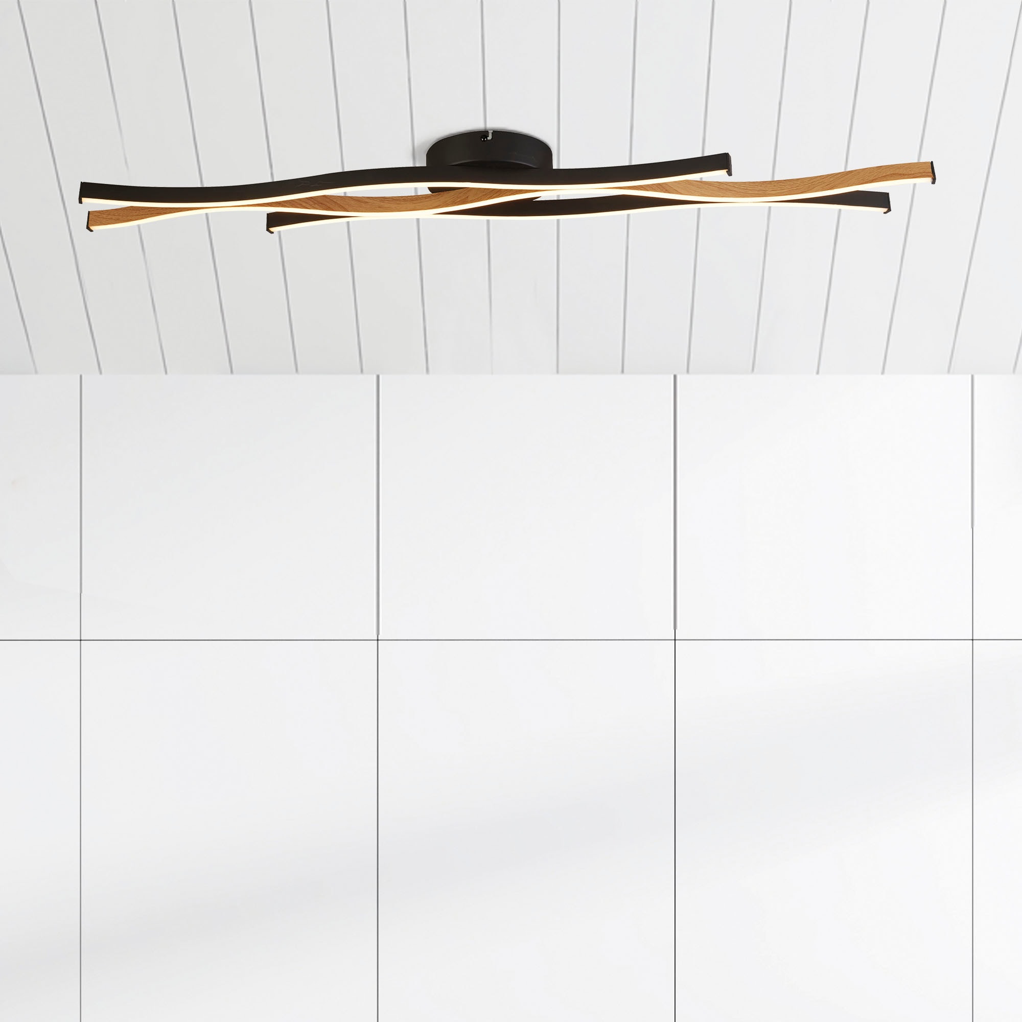 Searchlight LED Deckenleuchte »Deckenleuchte Bloom, 1-flammig«, 1 flammig, Leuchtmittel LED-Modul | LED fest integriert, Mit Holzoptik