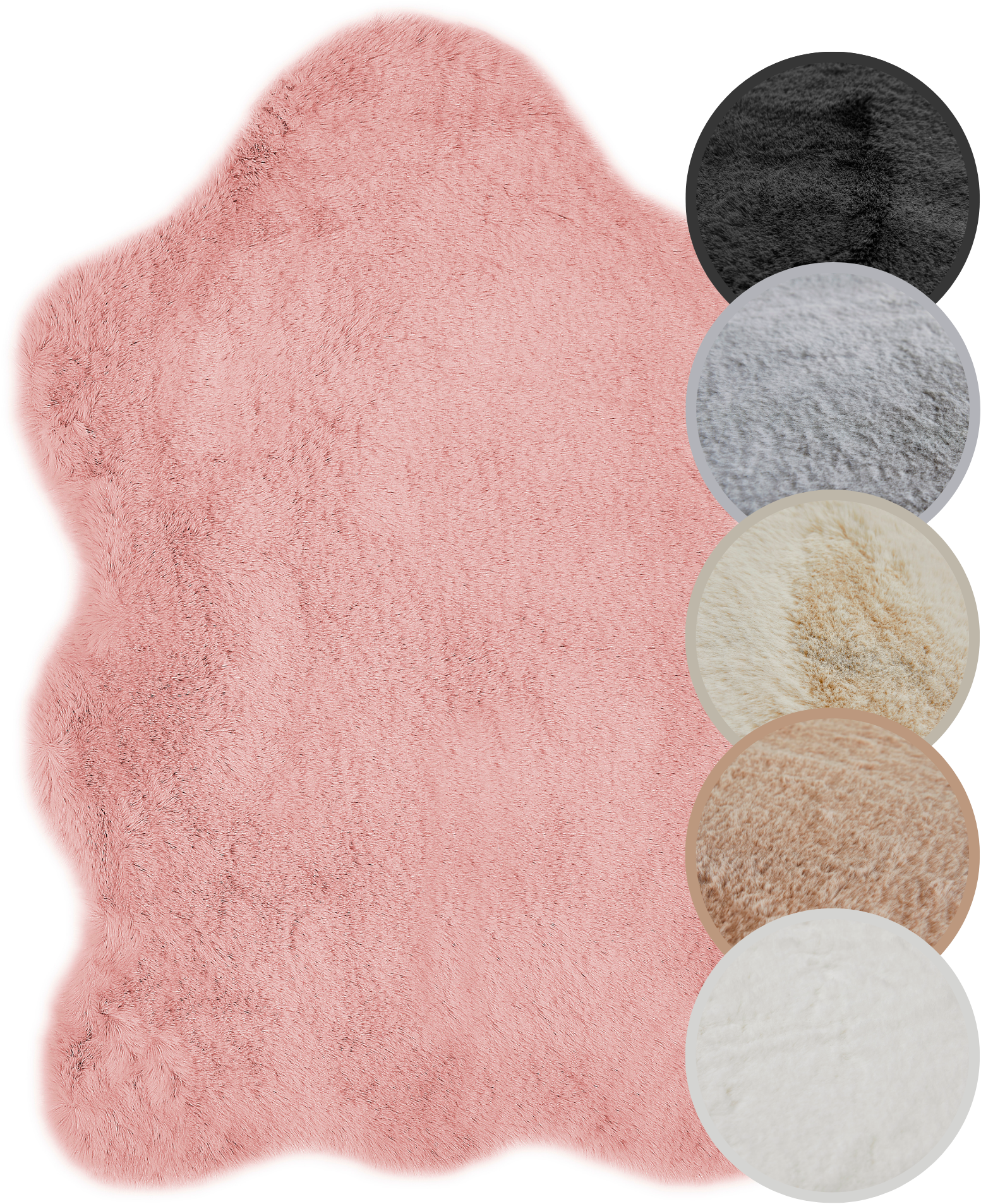 Thumbnail - OTTO home Fellteppich "Lugano" fellförmig 30 mm Höhe Kunstfell, Uni Farben, weich & kuschelig, auch als 2er Set erhältli...