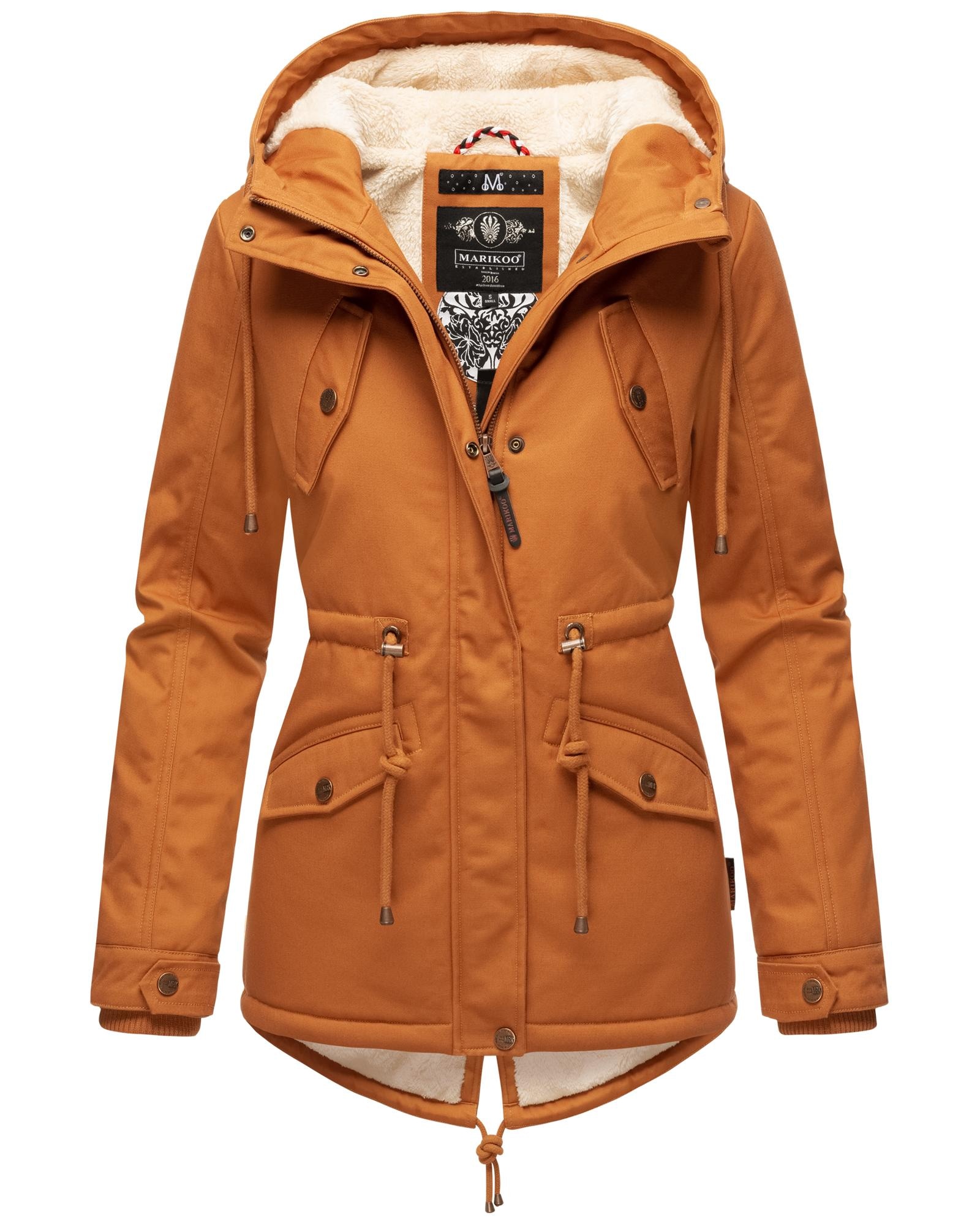 Marikoo Winterjacke "Manolya", mit Kapuze, stylischer Kurzmantel mit weichem Teddyfell-Futter