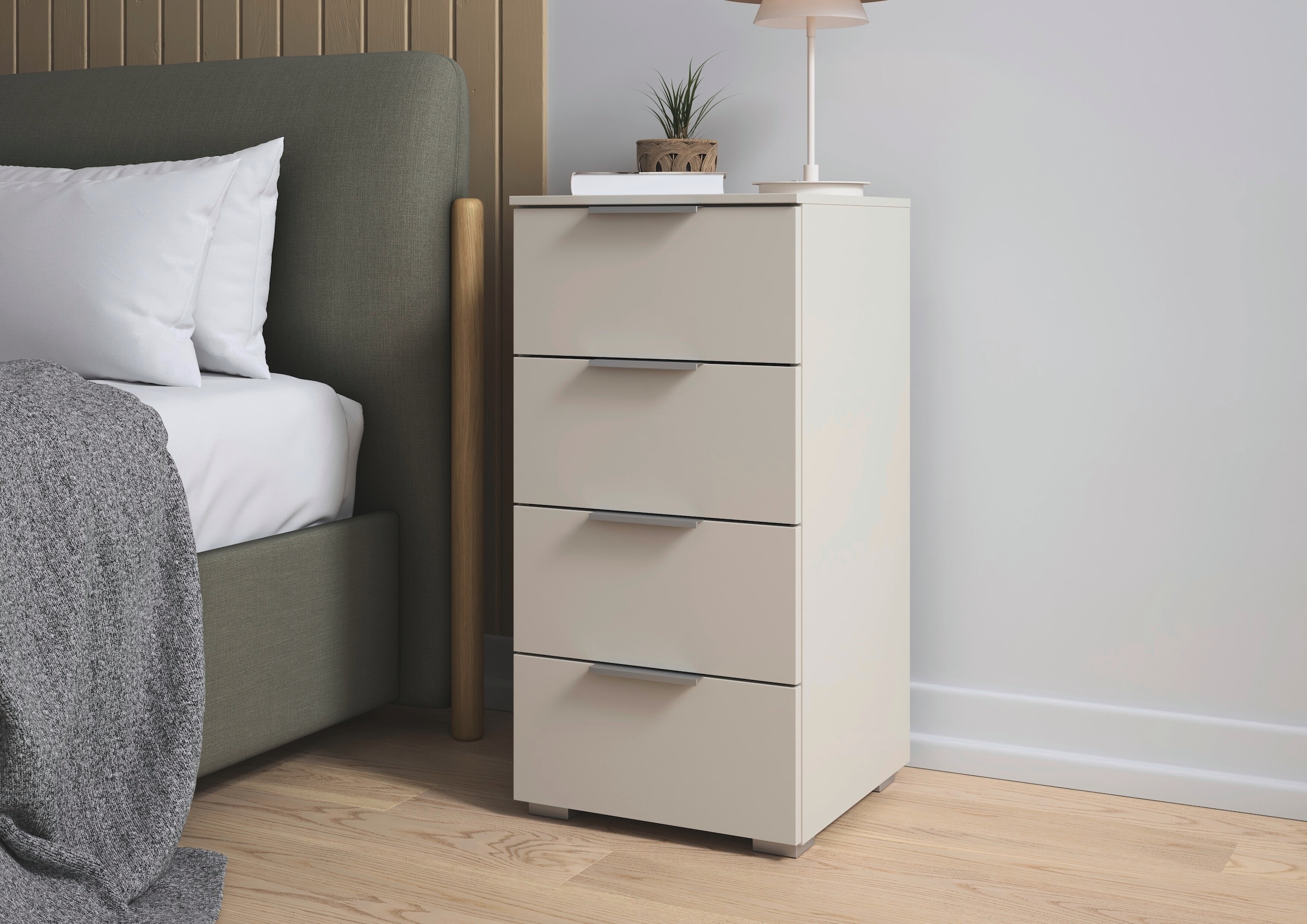 OTTO home Schubkastenkommode »Highboard Sideboard Schubladenkommode Kommode Schlafzimmer ASTANA« Breite 40 cm / Höhe 81 cm,  mit 4 geräumigen Schubladen, Kantengriff in Alufarben MADE IN GERMANY