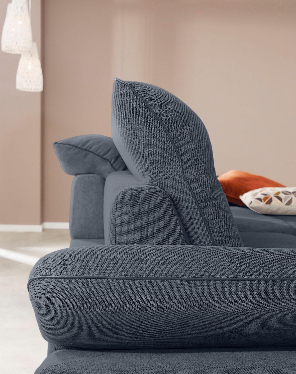 W.SCHILLIG Ecksofa »enjoy&MORE, mit tollem Sitzkomfort, elegant und bequem, L-Form«, mit Sitztiefenverstellung, Füße silber matt, Breite 294 cm