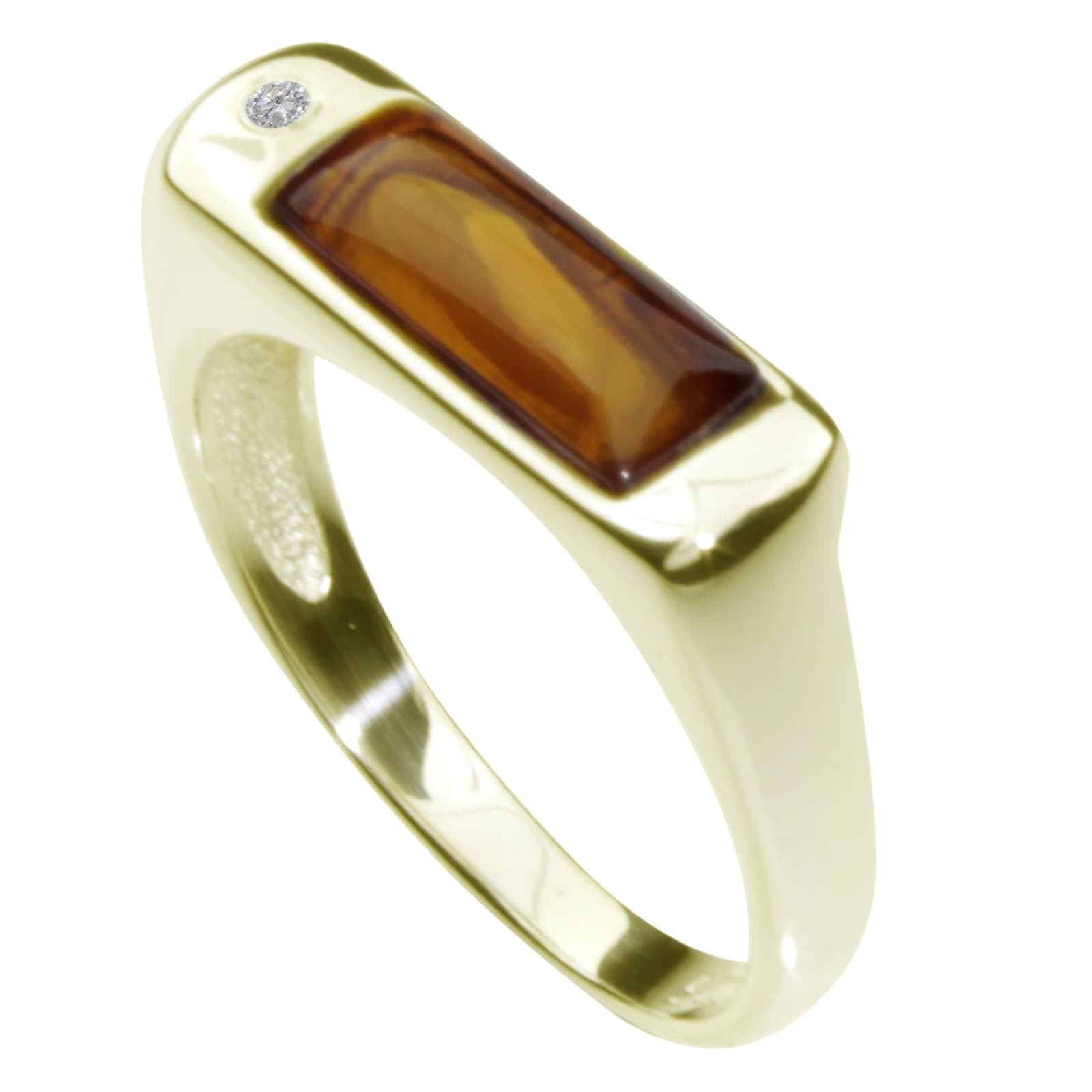 Fingerring OSTSEE-SCHMUCK "- Sylvia - Gold 333/000 - Bernstein/Brillant" Gr. 62, gold (gold 333, goldfarben, gelb), Fingerringe, Damen, 62, Fingerring 4