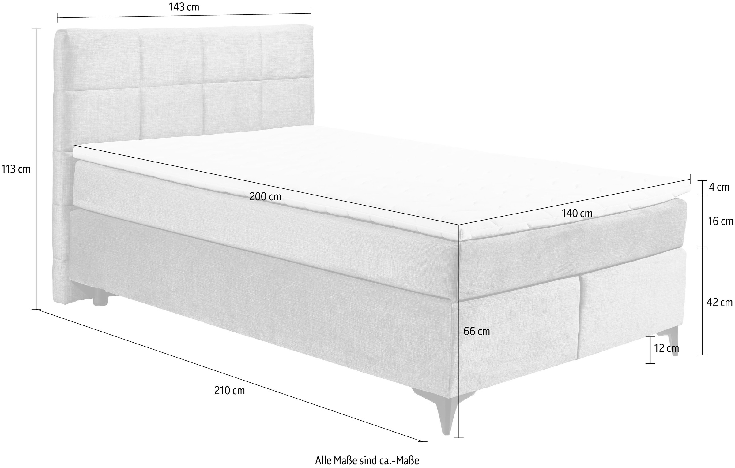 ED EXCITING DESIGN Boxspringbett »Navarra«, wahlweise mit Matratze