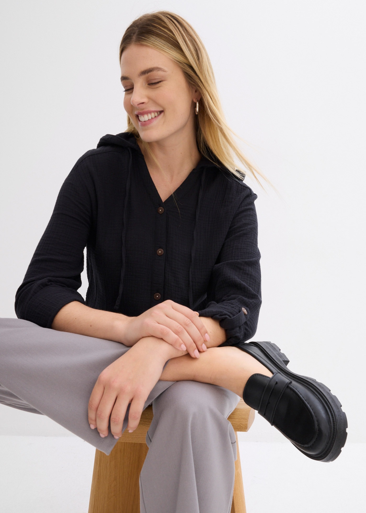 bonprix Schlupfbluse 1 Loose fit, für Frühling und Sommer, aus Baumwolle, M günstig online kaufen