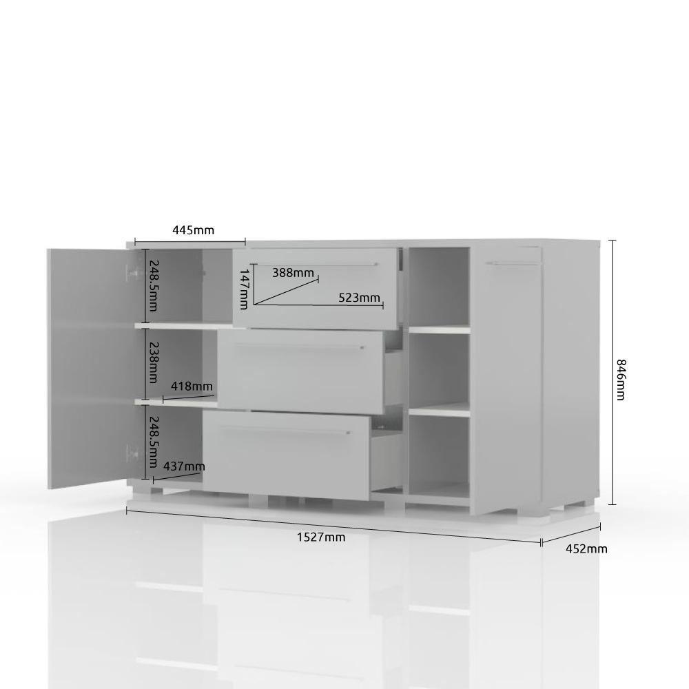 Places of Style Sideboard "Piano, Kombikommode, 2-türig mit 3 Schubladen, 1 günstig online kaufen
