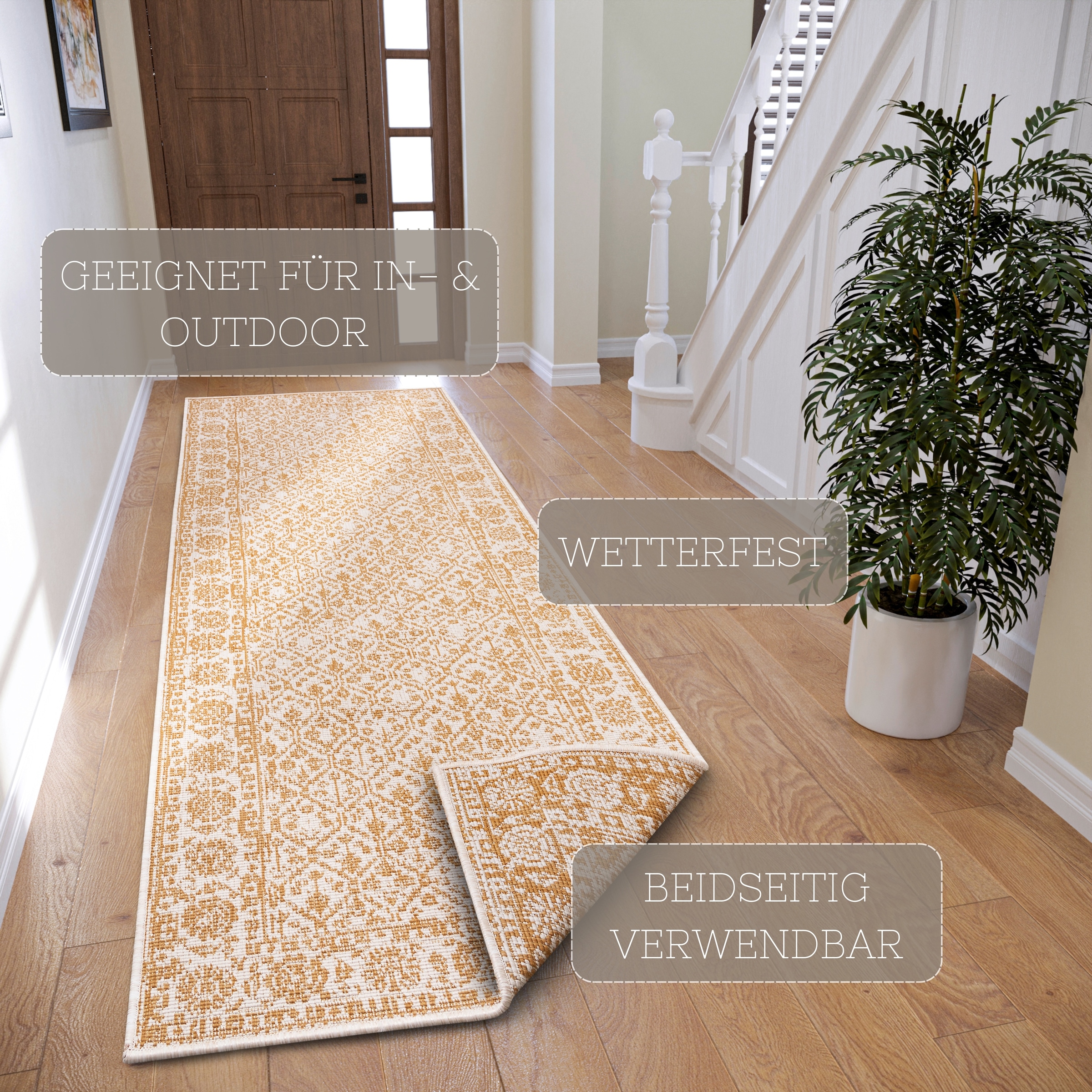 NORTHRUGS Teppich »Curacao«, rechteckig, 5 mm Höhe, In-& Outdoor, Läufer, Wetterfest, Balkon, Wohnzimmer, Wasserfest