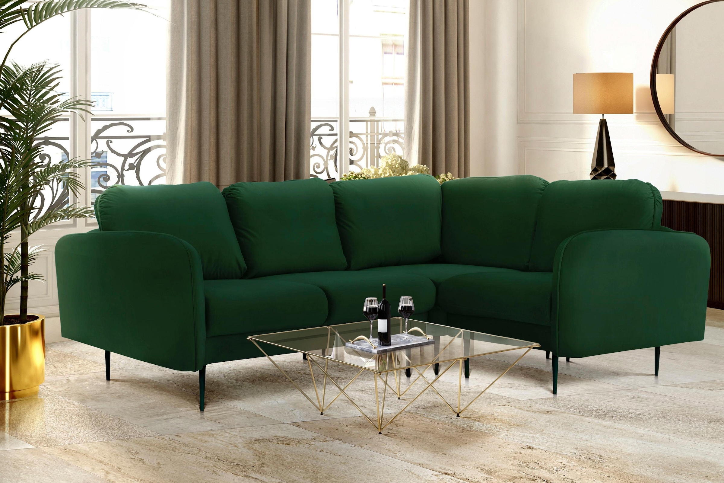 Home affaire Ecksofa "Skidi L-Form" mit losen Rückenkissen und Keder oben a günstig online kaufen