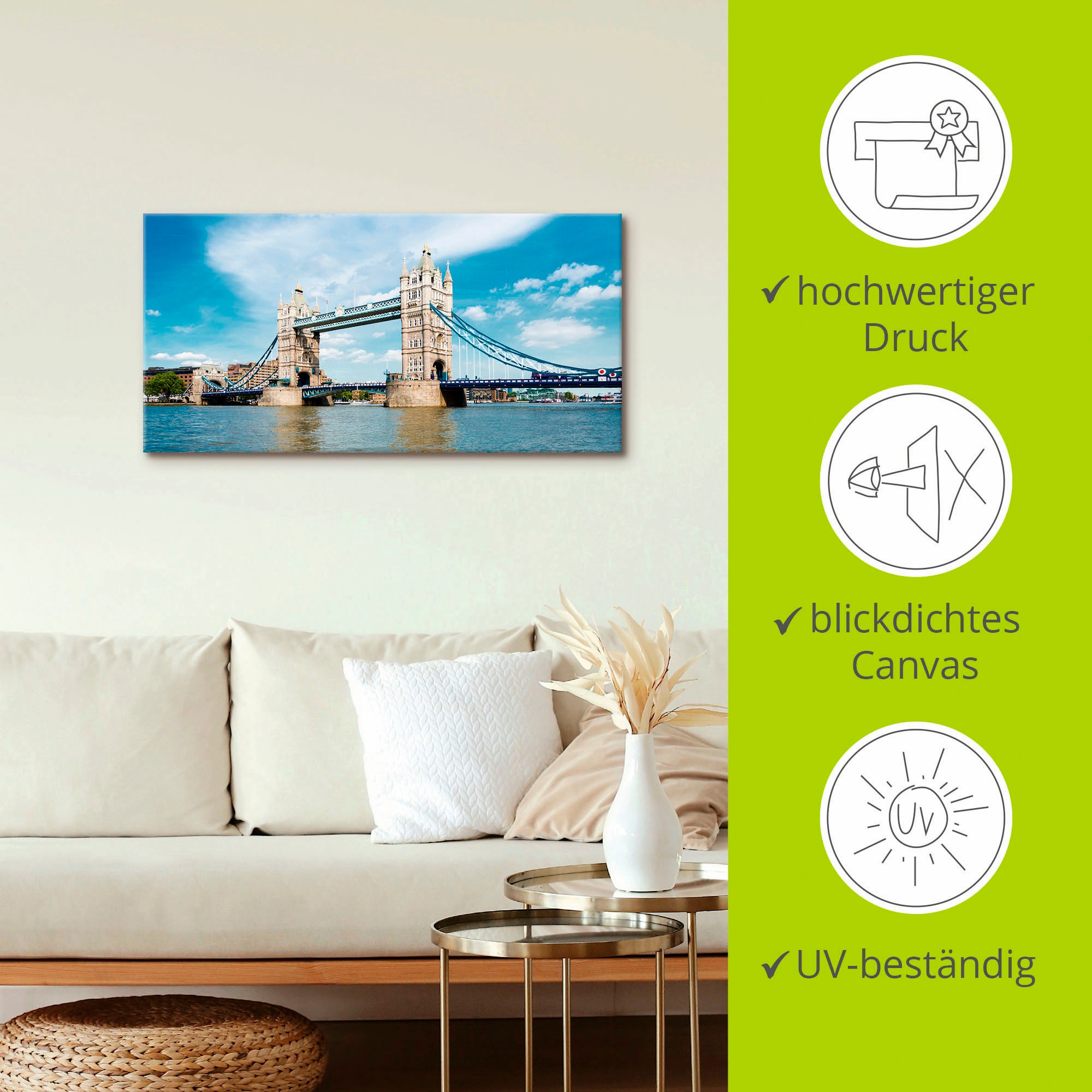 Artland Wandbild »London Tower Bridge«, Brücken, (1 St.), als Alubild, Outdoorbild, Leinwandbild in verschied. Größen