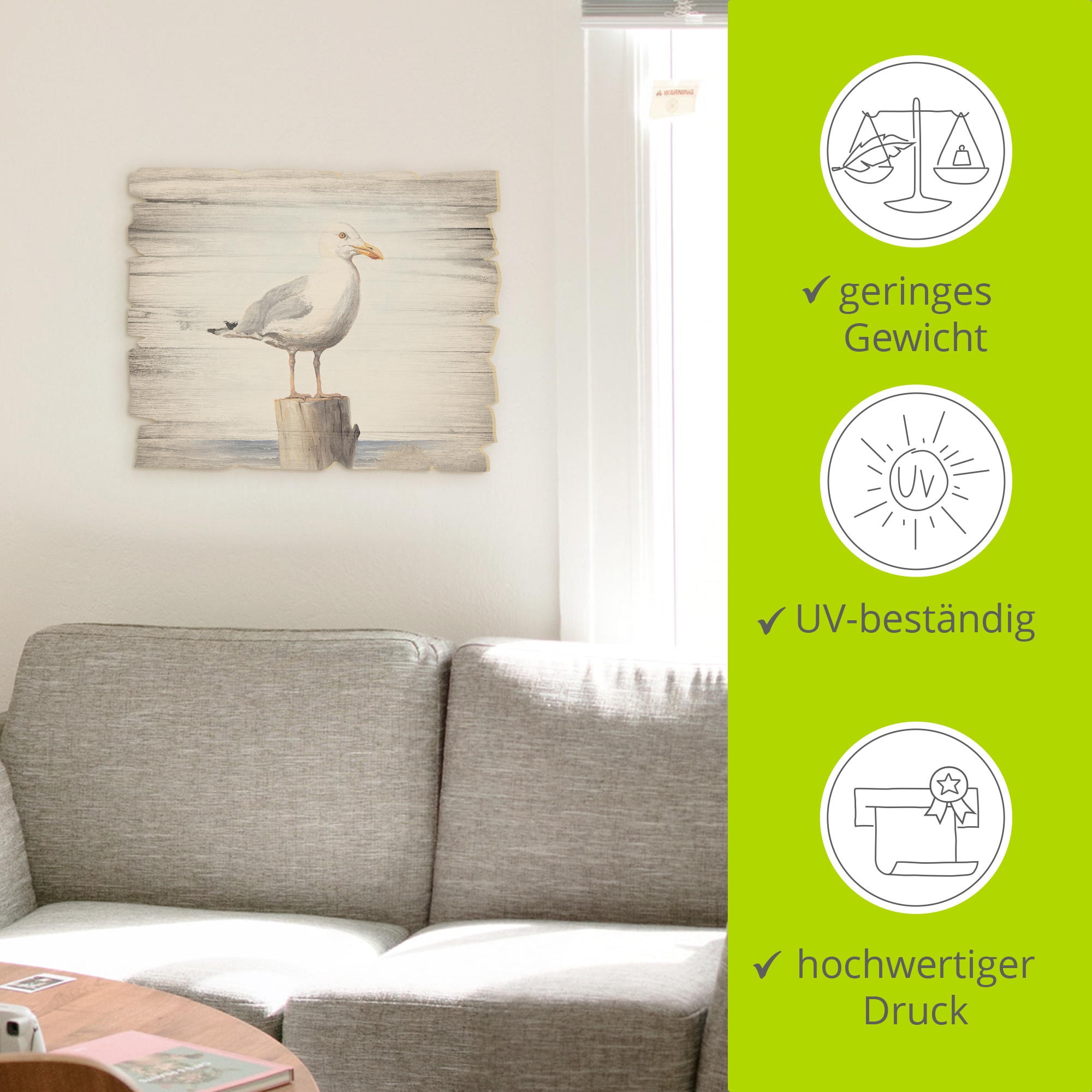 Artland Holzbild »Möwe«, Vögel, (1 St.)
