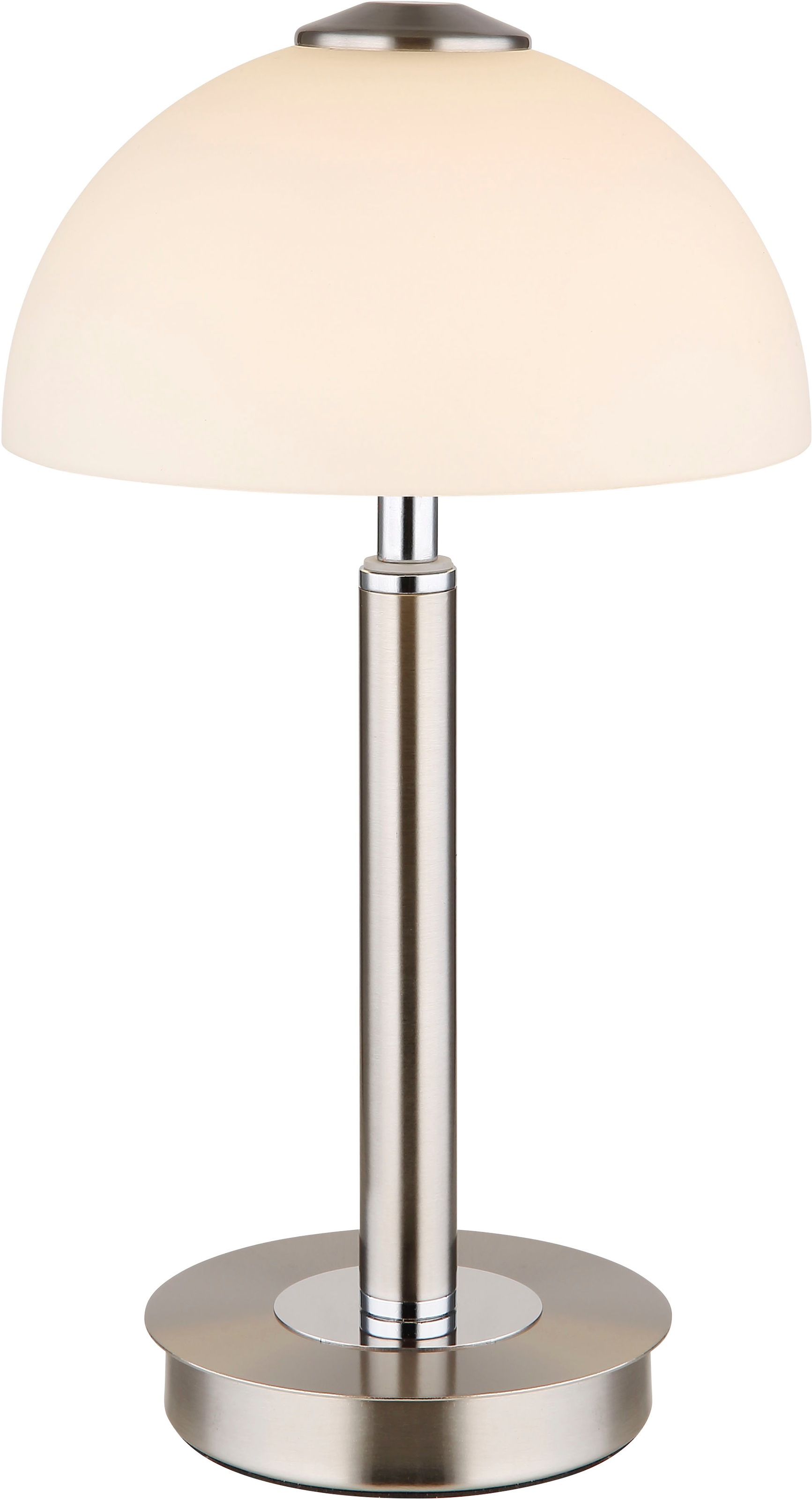 GLOBO LIGHTING Tischleuchte »ULDIN« LED-Modul 1 Stk. Warmweiß Tischleuchte Nickel/Chrom, Glas opal, Touchdimmer, LED 7W