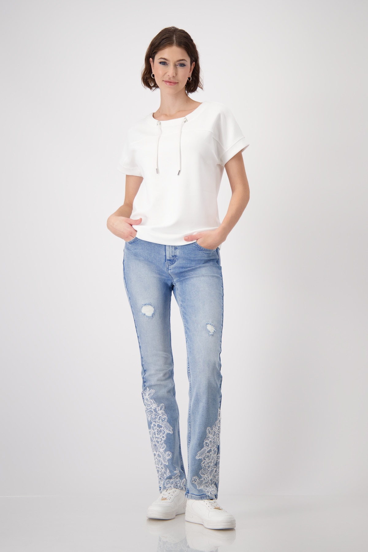 Monari »Sweatshirt Schmuckdetail«, mit Kordeldurchzug
